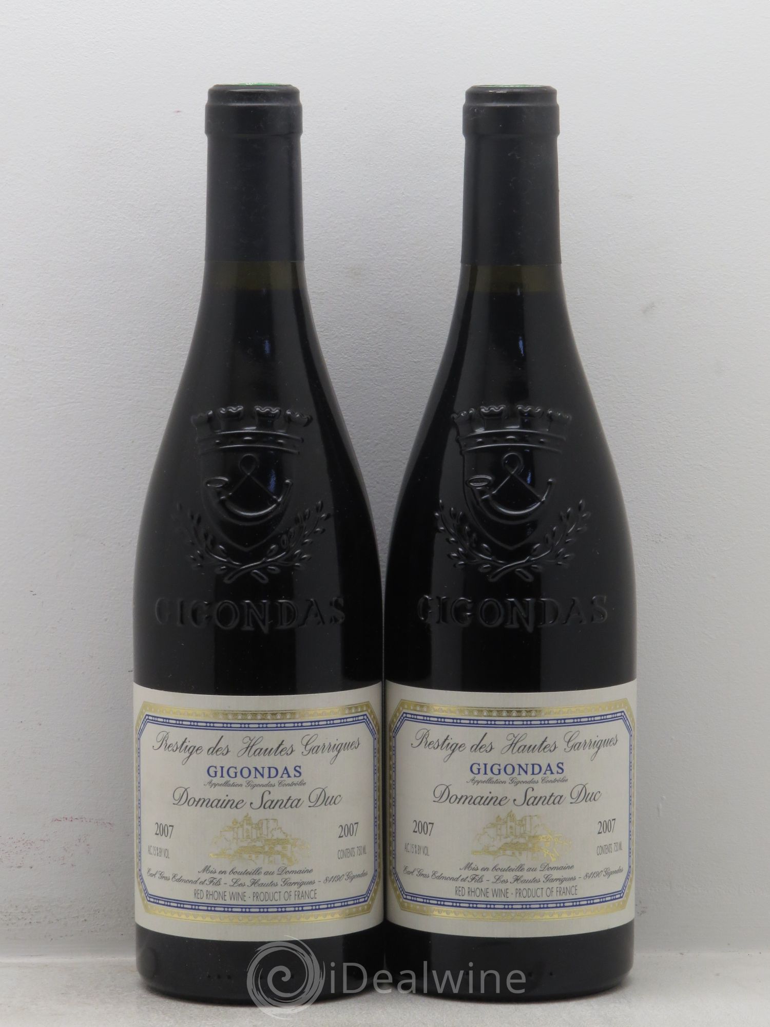 Gigondas Les Hautes Garrigues Santa Duc (sans prix de réserve) 2007 - Posten von 2 Flaschen - 0