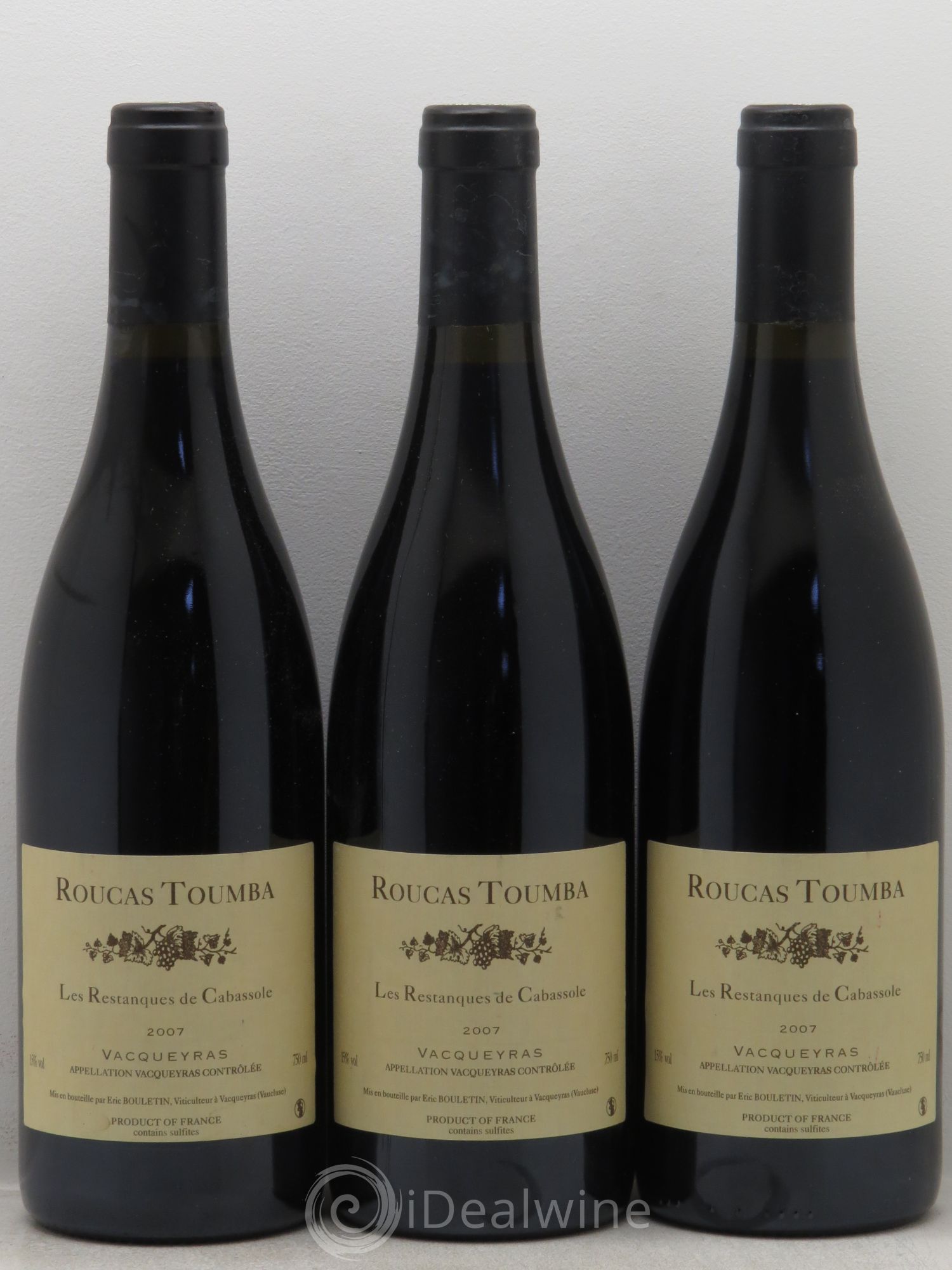 Vacqueyras Les Restanques de Cabassole Roucas Toumba 2007 - Lot de 3 bouteilles - 0