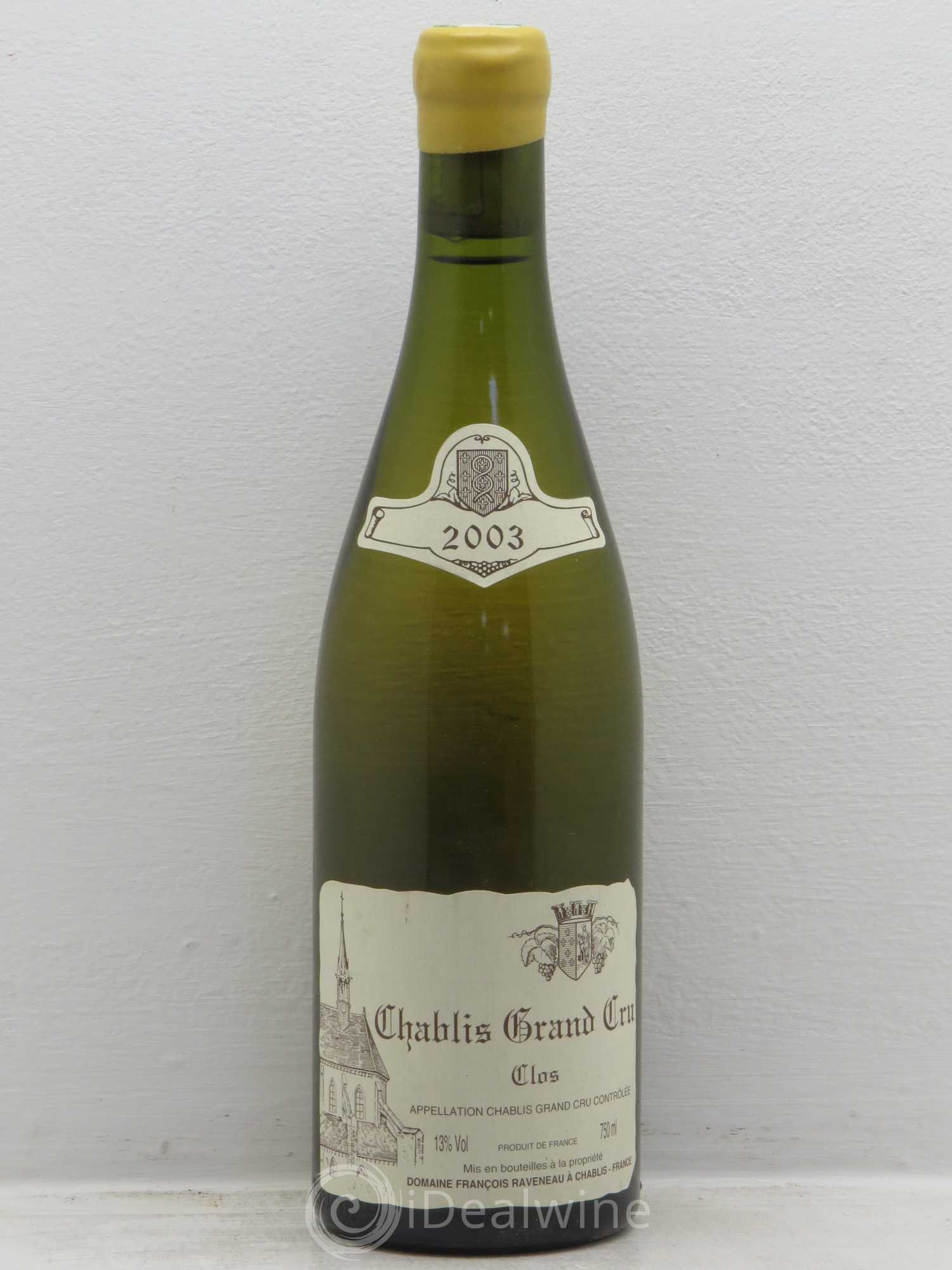 Chablis Grand Cru Clos Raveneau (Domaine) 2003 - Lot de 1 bouteille - 0
