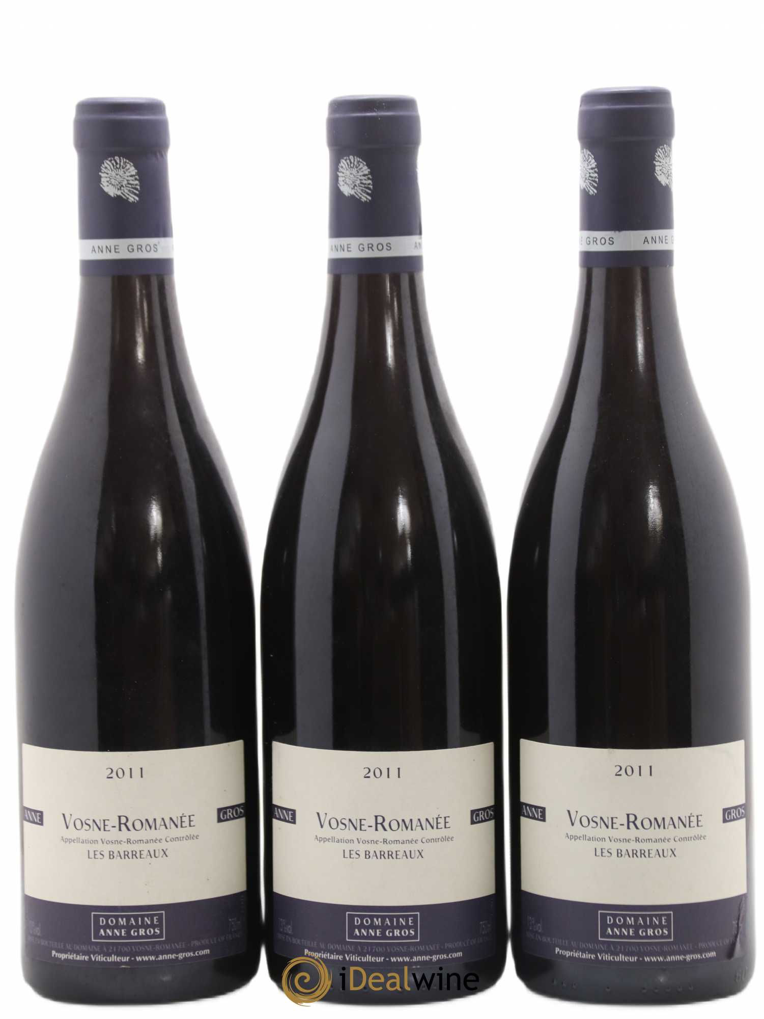 Vosne-Romanée Les Barreaux Anne Gros 2011 - Lot de 3 bouteilles - 0