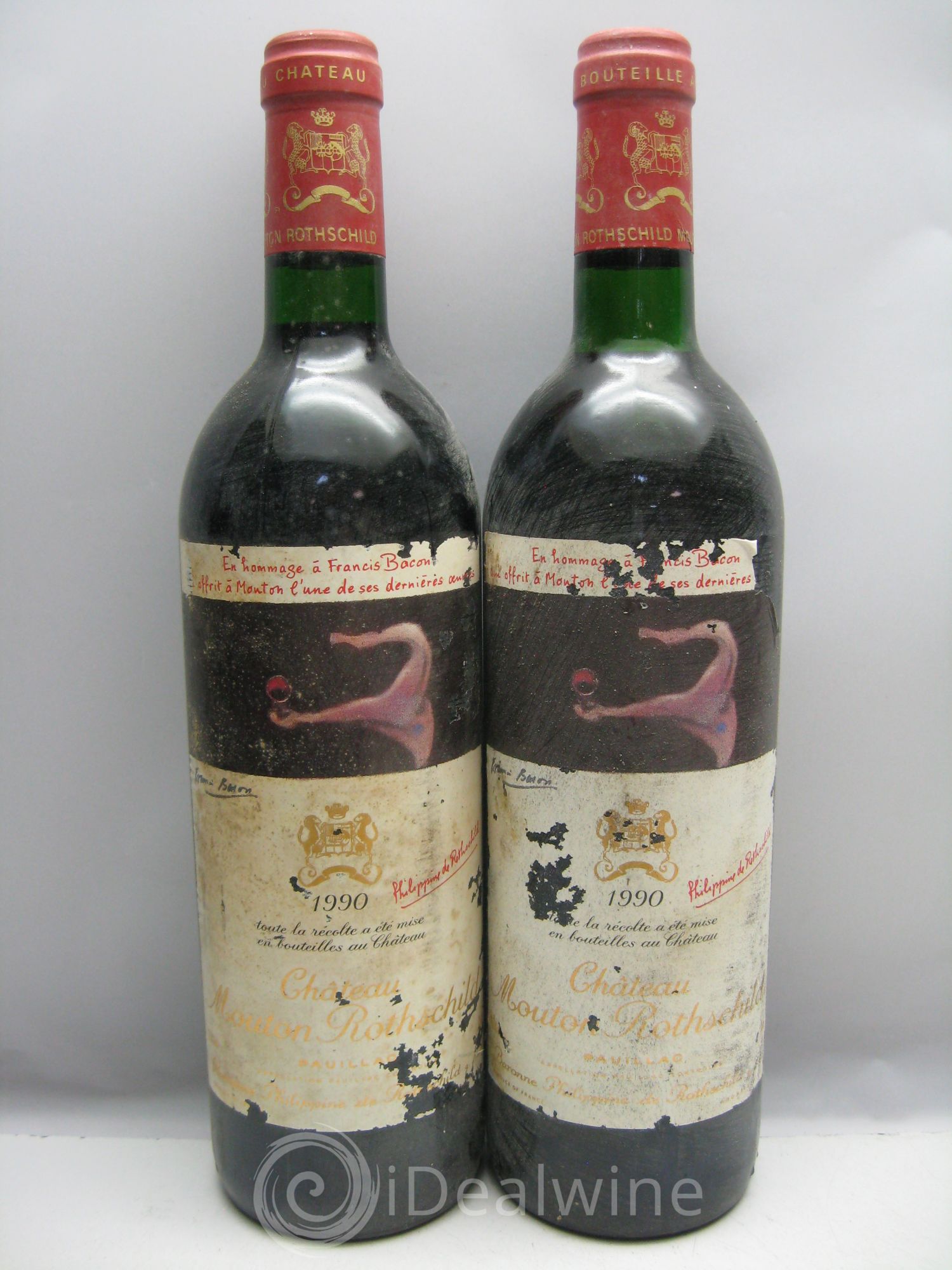 Château Mouton Rothschild 1er Grand Cru Classé (caps.lég.abimées) 1990 - Lot de 6 bouteilles - 2