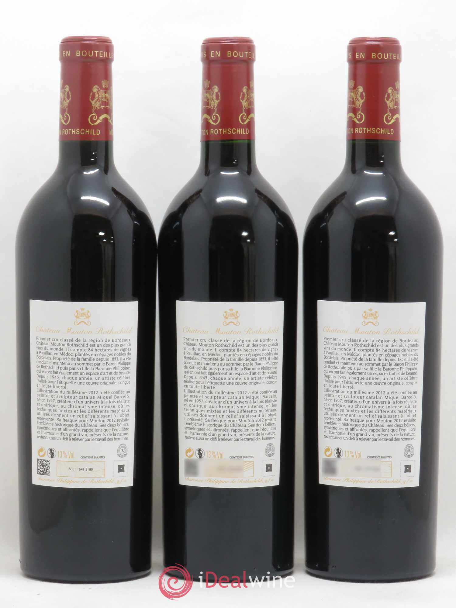 Château Mouton Rothschild 1er Grand Cru Classé 2012 - Lot de 3 bouteilles - 1
