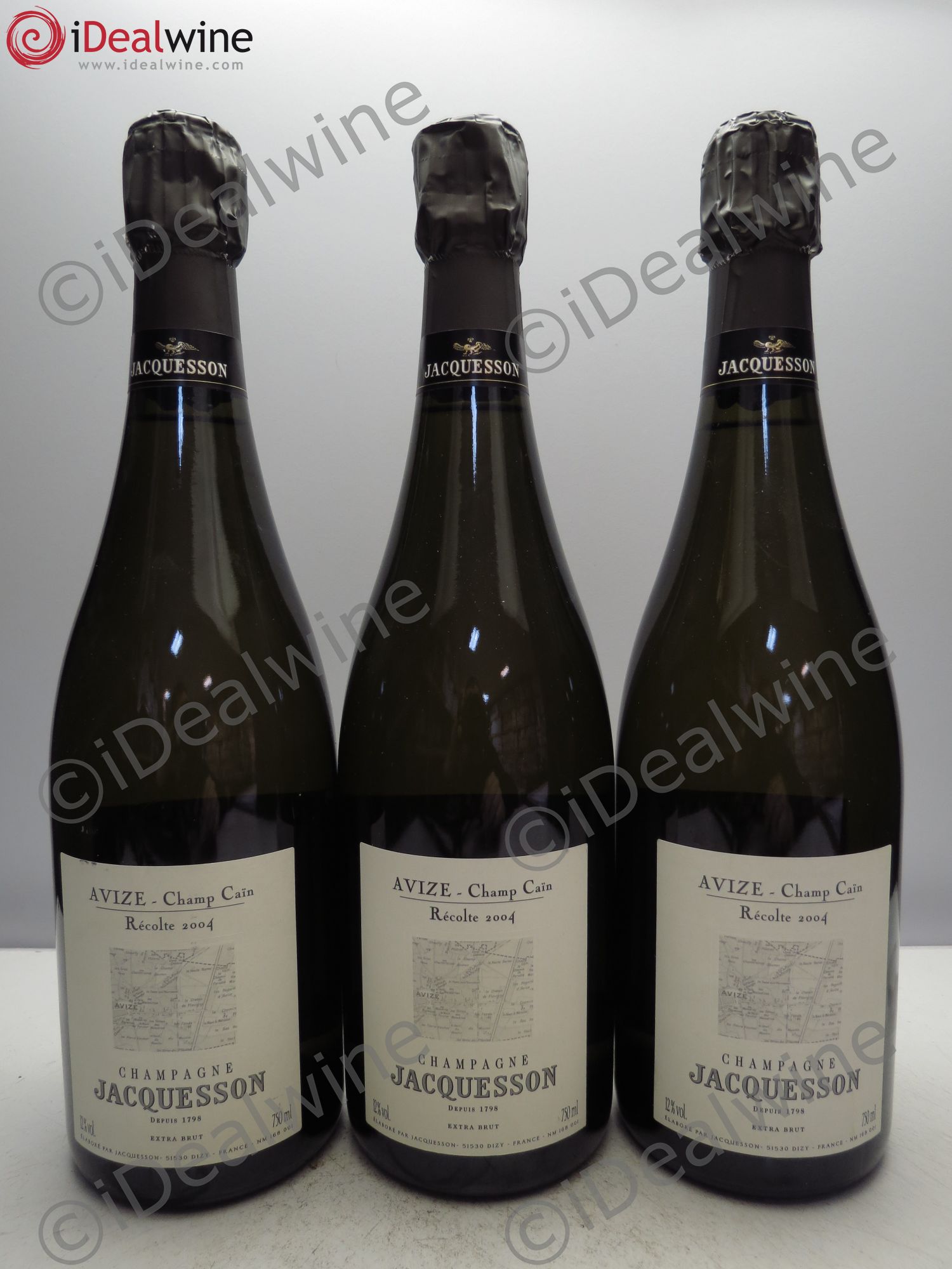 Champagne Jacquesson Champ Cain Avize 2004 - Lot de 3 bouteilles - 0