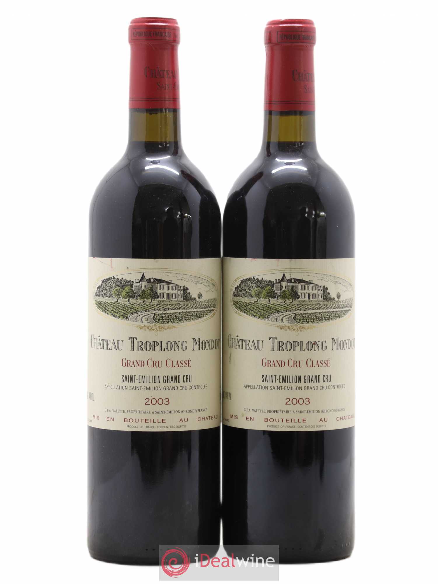 Château Troplong Mondot 1er Grand Cru Classé B 2003 - Lot de 2 bouteilles - 0