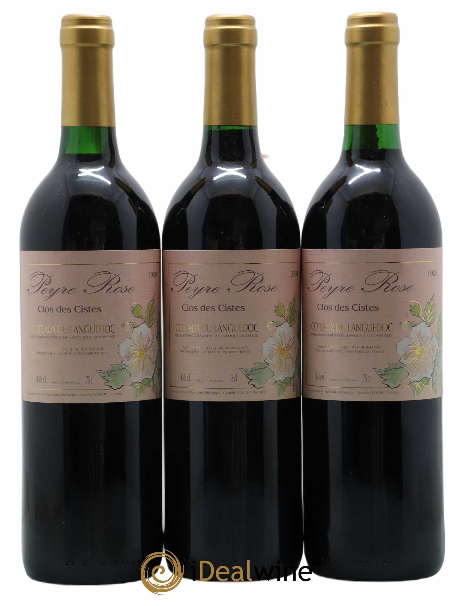 Vin de France (anciennement Coteaux du Languedoc) Domaine Peyre Rose Les Cistes Marlène Soria 1998 - Lot de 3 bouteilles - 0