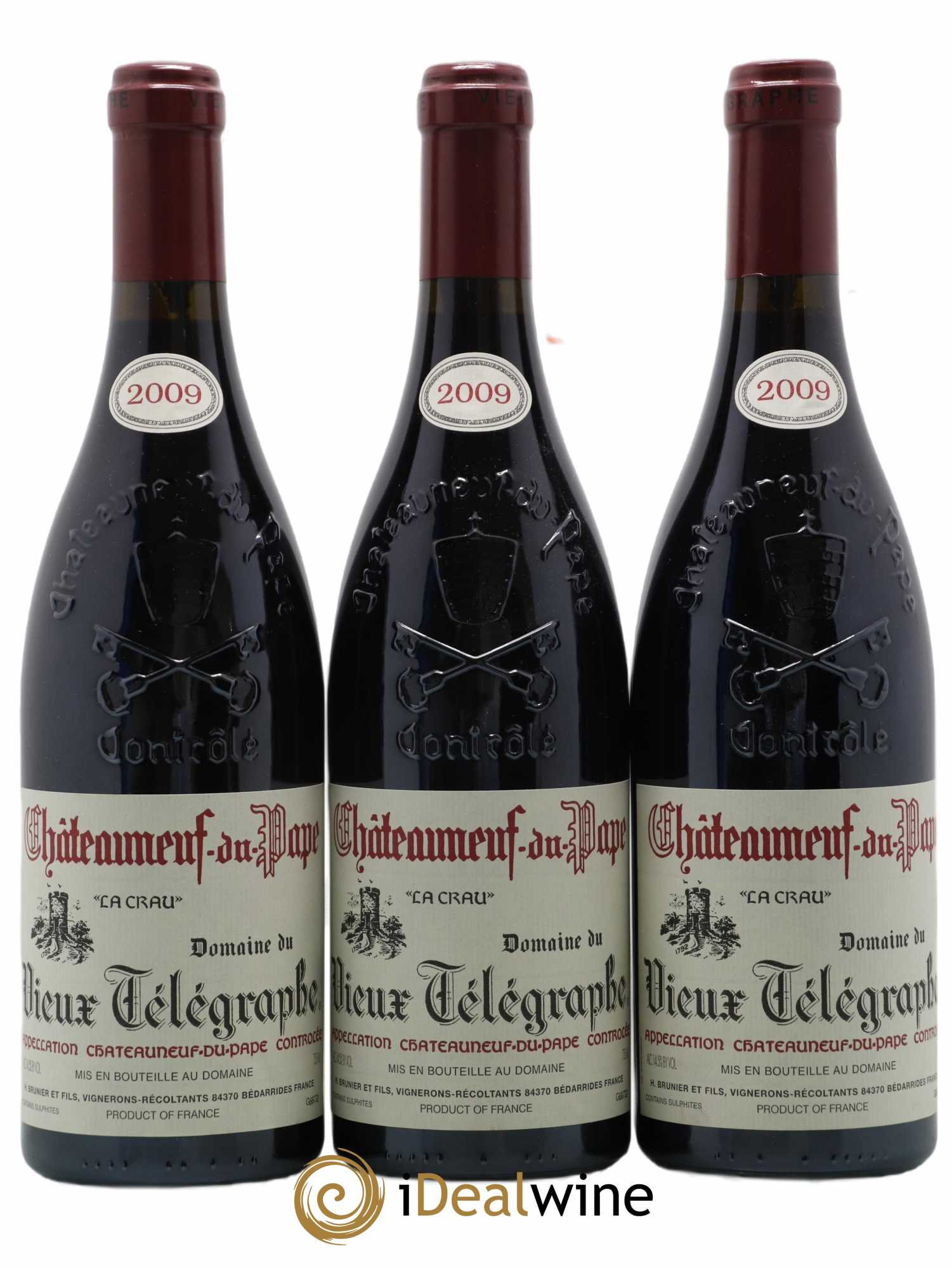 Châteauneuf-du-Pape Vieux Télégraphe (Domaine du) Vignobles Brunier 2009 - Lot de 3 bouteilles - 0