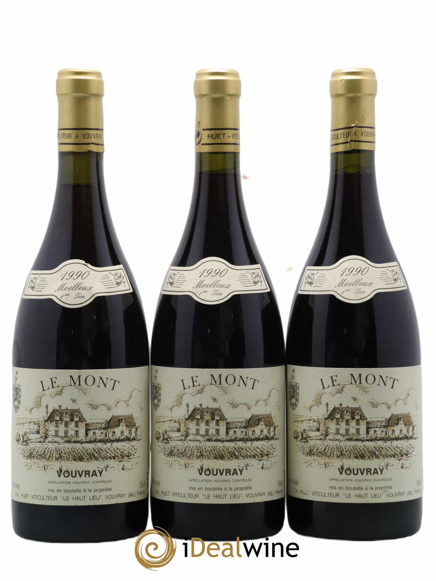 Vouvray Le Mont Moelleux 1ère Trie Domaine Huet 1990 - Lotto di 3 bottiglie - 0