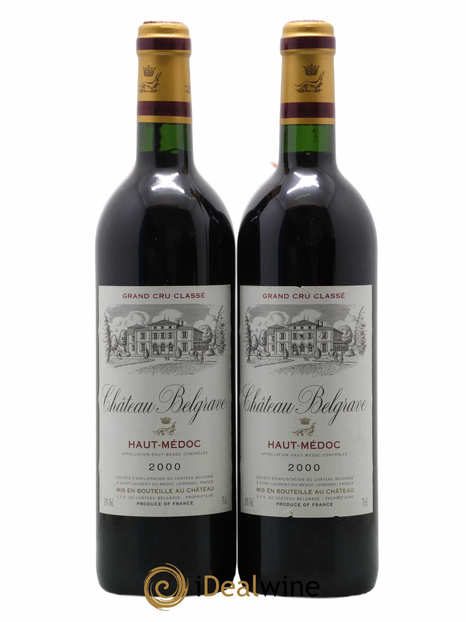 Château Belgrave 5ème Grand Cru Classé 2000 - Lot of 2 bottles - 0