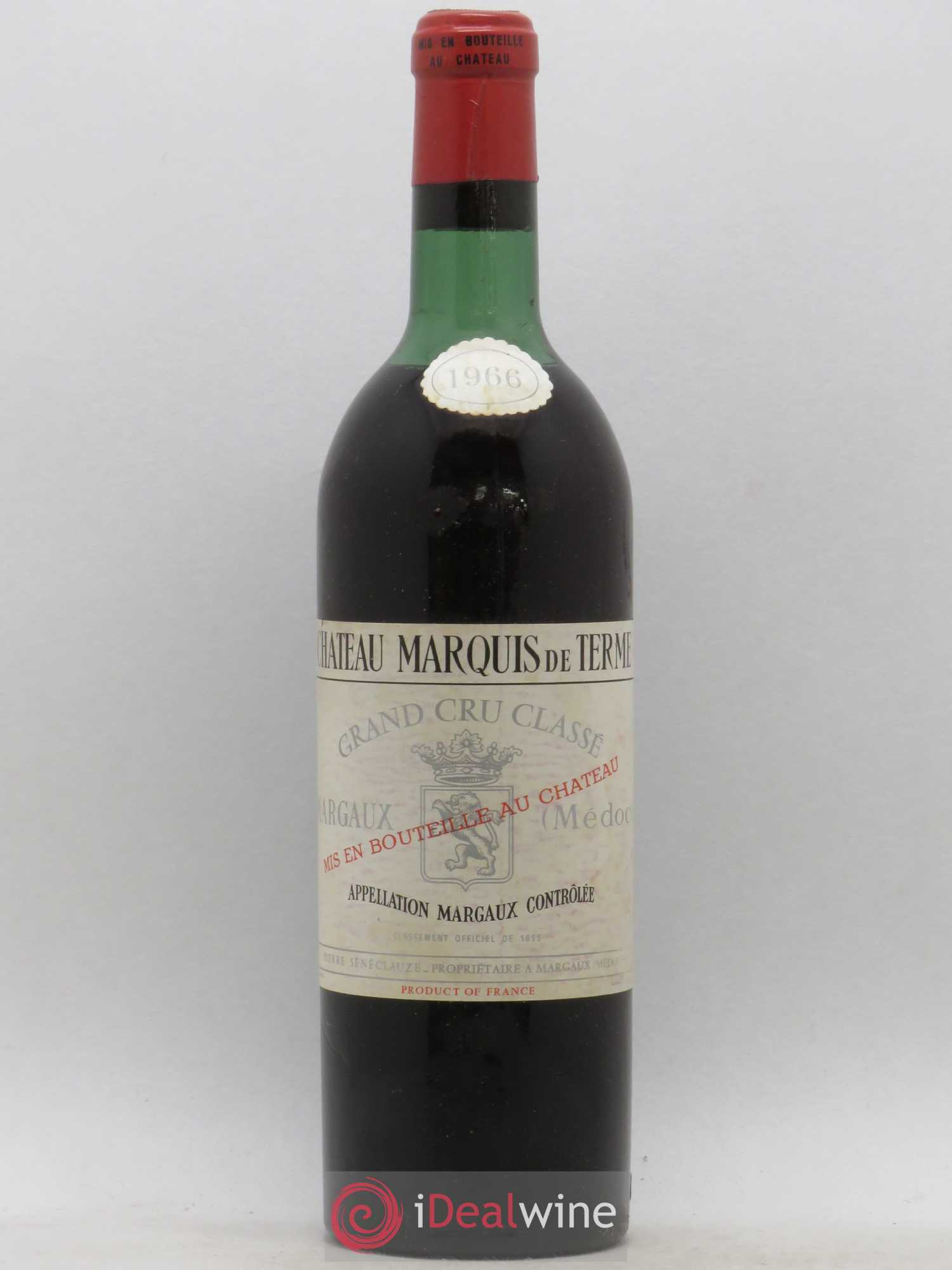 Château Marquis de Terme 4ème Grand Cru Classé 1966 - Lot de 1 bouteille - 0