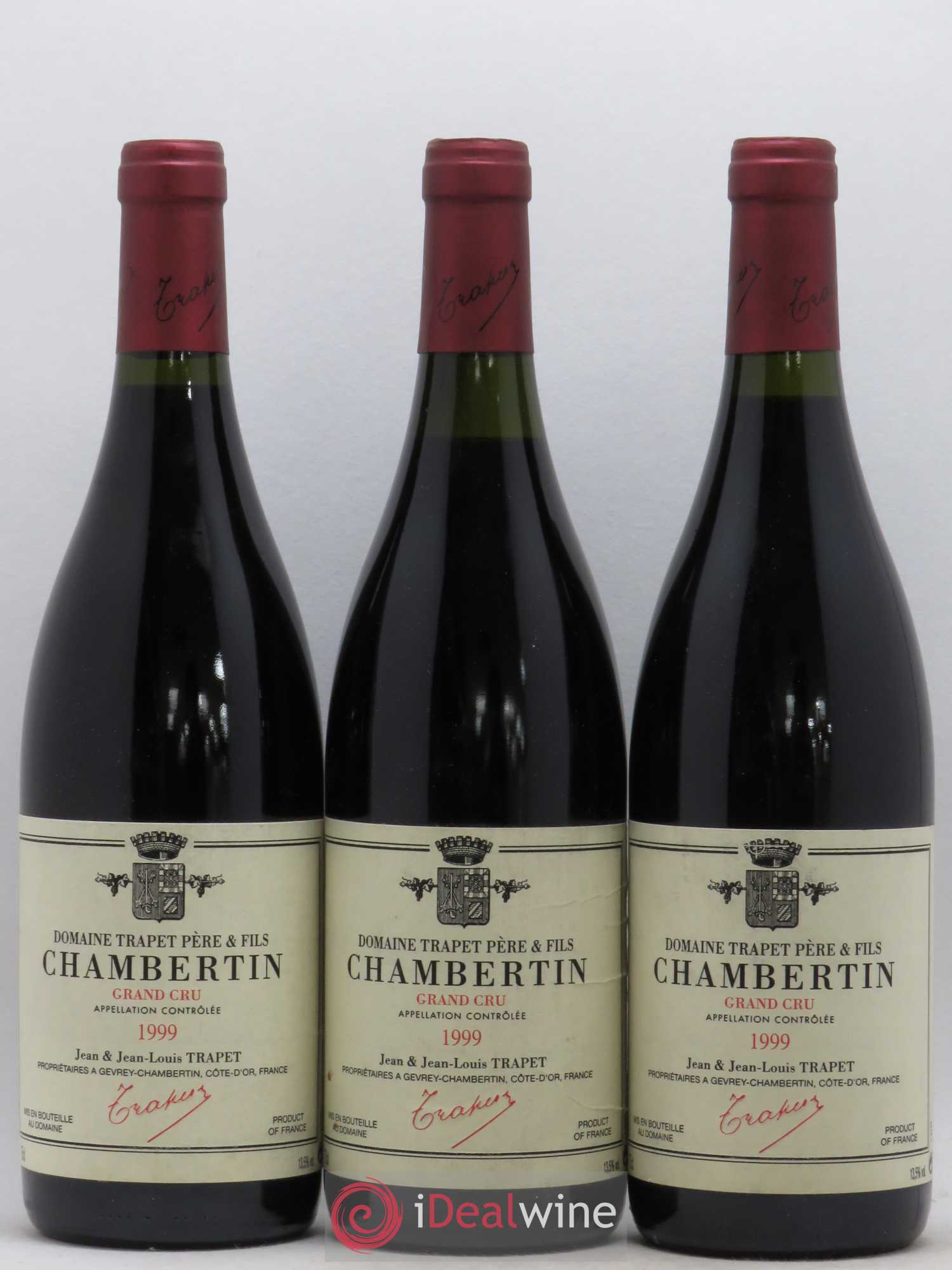 Chambertin Grand Cru Domaine Trapet 1999 - Lot de 3 bouteilles - 0