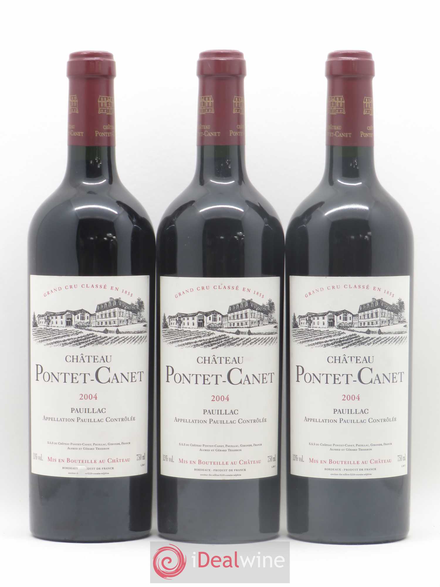 Château Pontet Canet 5ème Grand Cru Classé 2004 - Lot de 3 bouteilles - 0