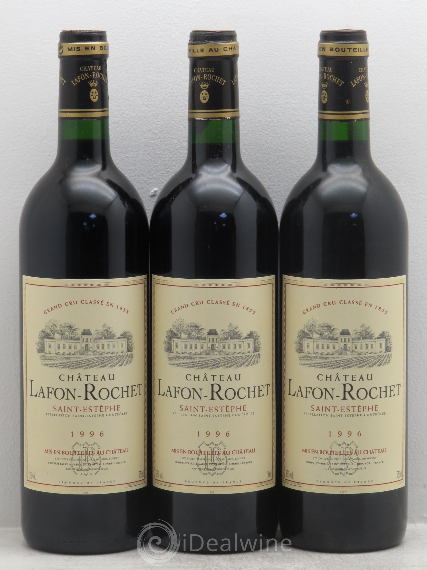 Château Lafon Rochet 4ème Grand Cru Classé 1996 - Lot de 3 bouteilles - 0
