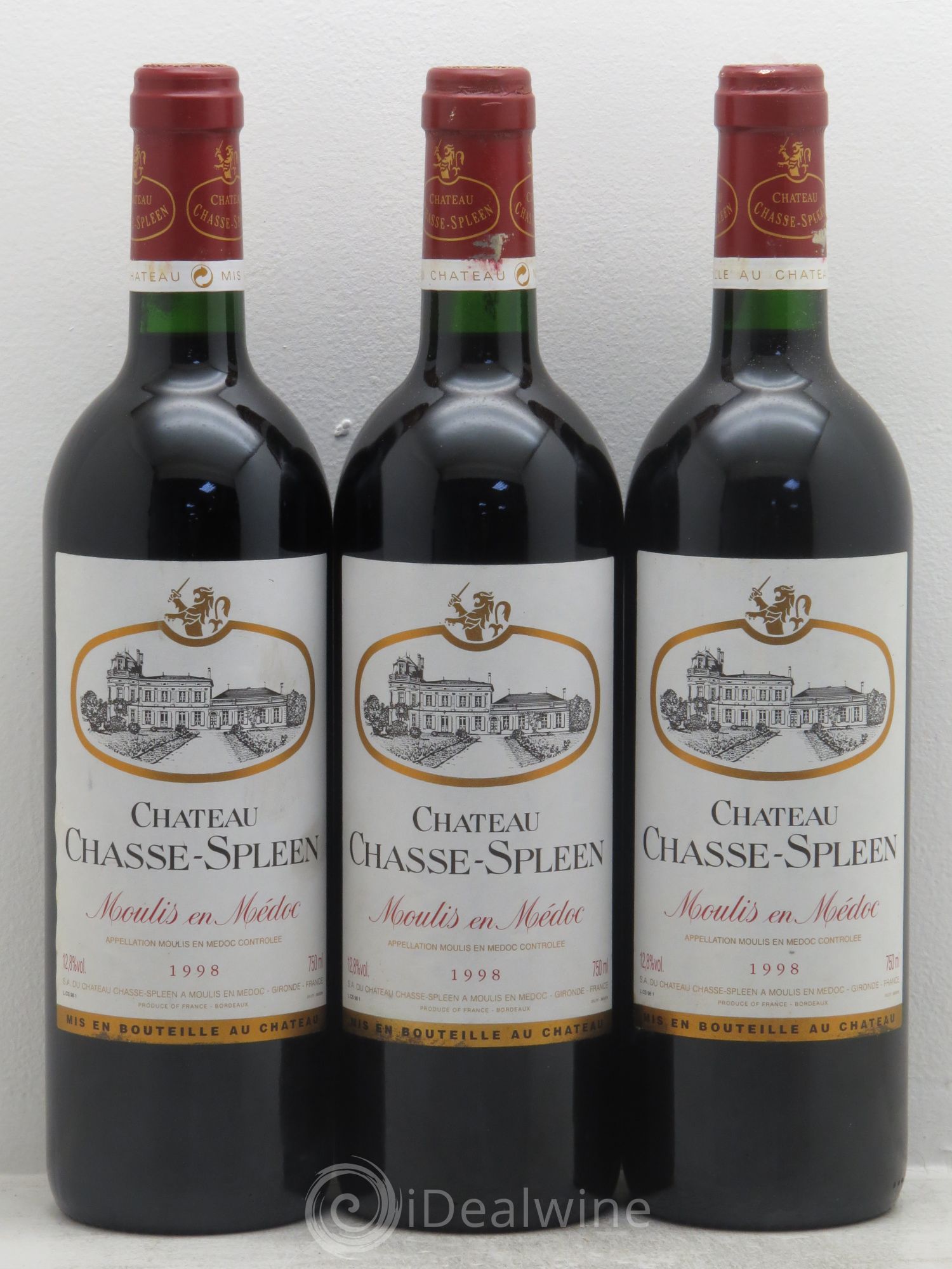 Château Chasse Spleen 1998 - Lot de 3 bouteilles - 0