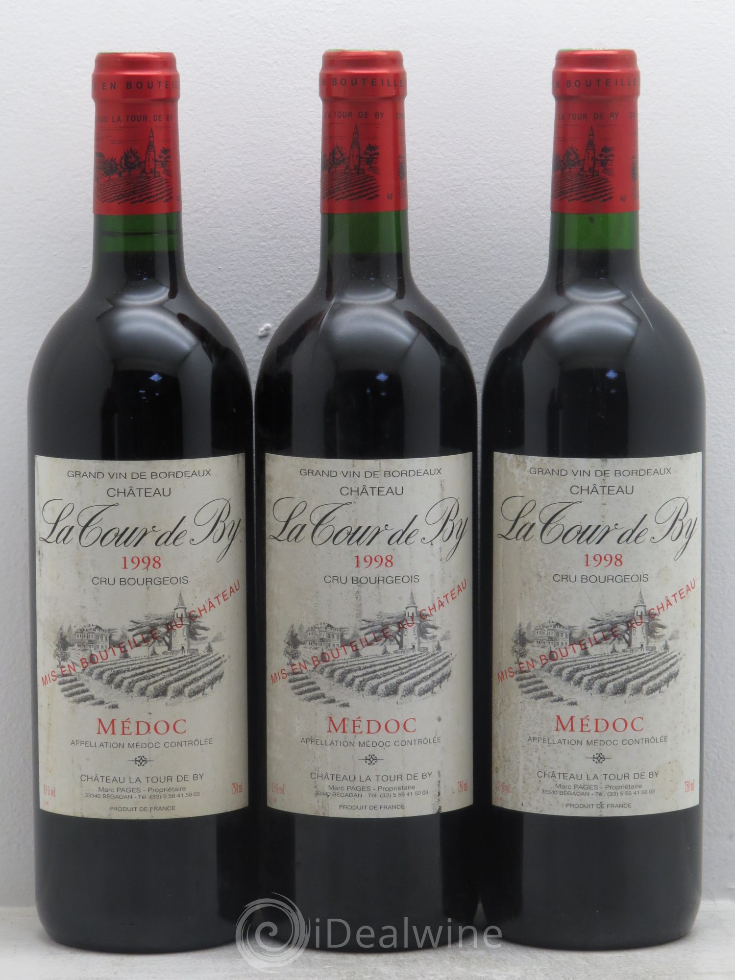 Château La Tour de By Cru Bourgeois 1998 - Lot de 3 bouteilles - 0