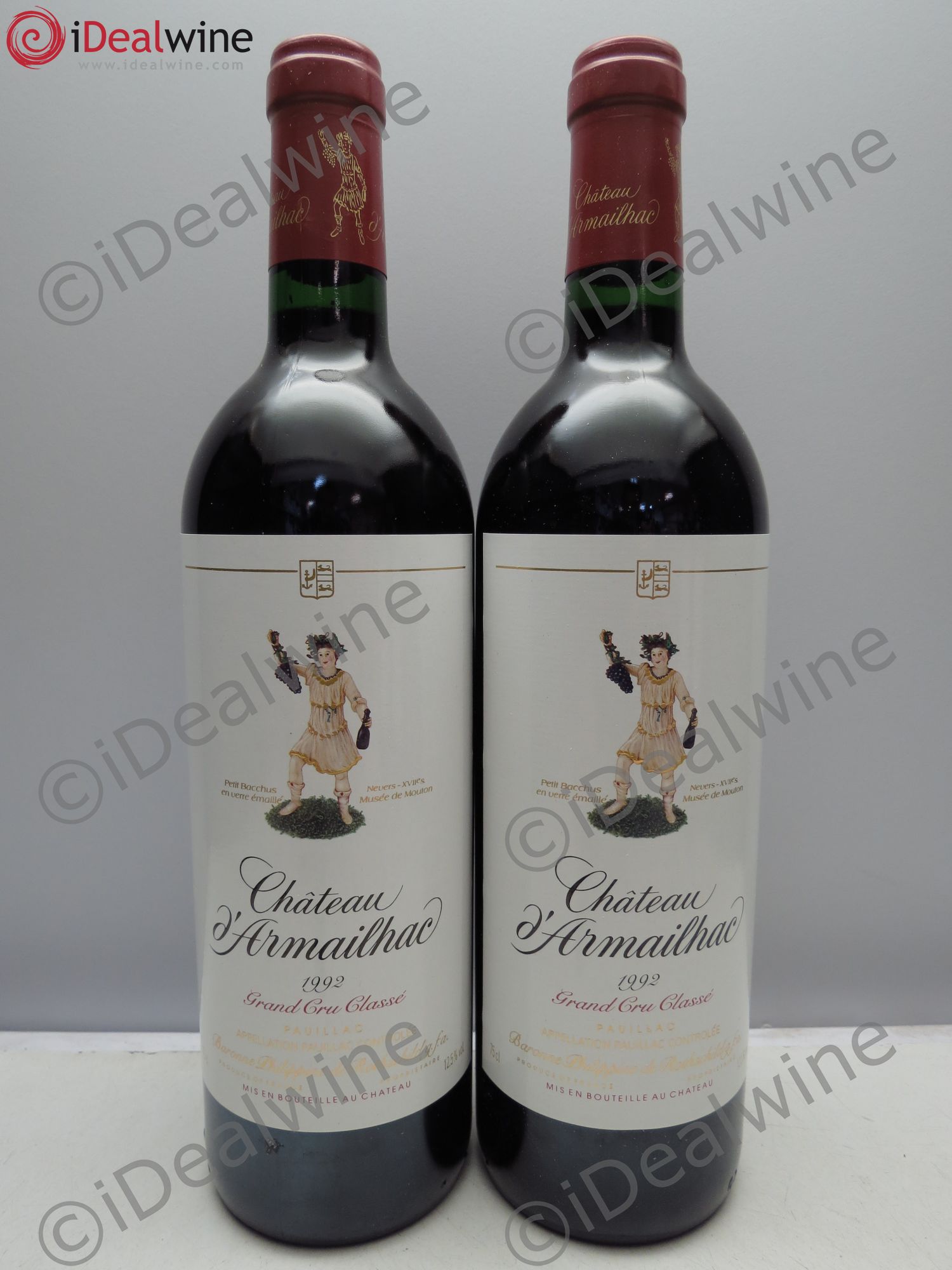 Château d' Armailhac - Mouton Baron(ne) Philippe 5ème Grand Cru Classé 1992 - Lot de 2 bouteilles - 0