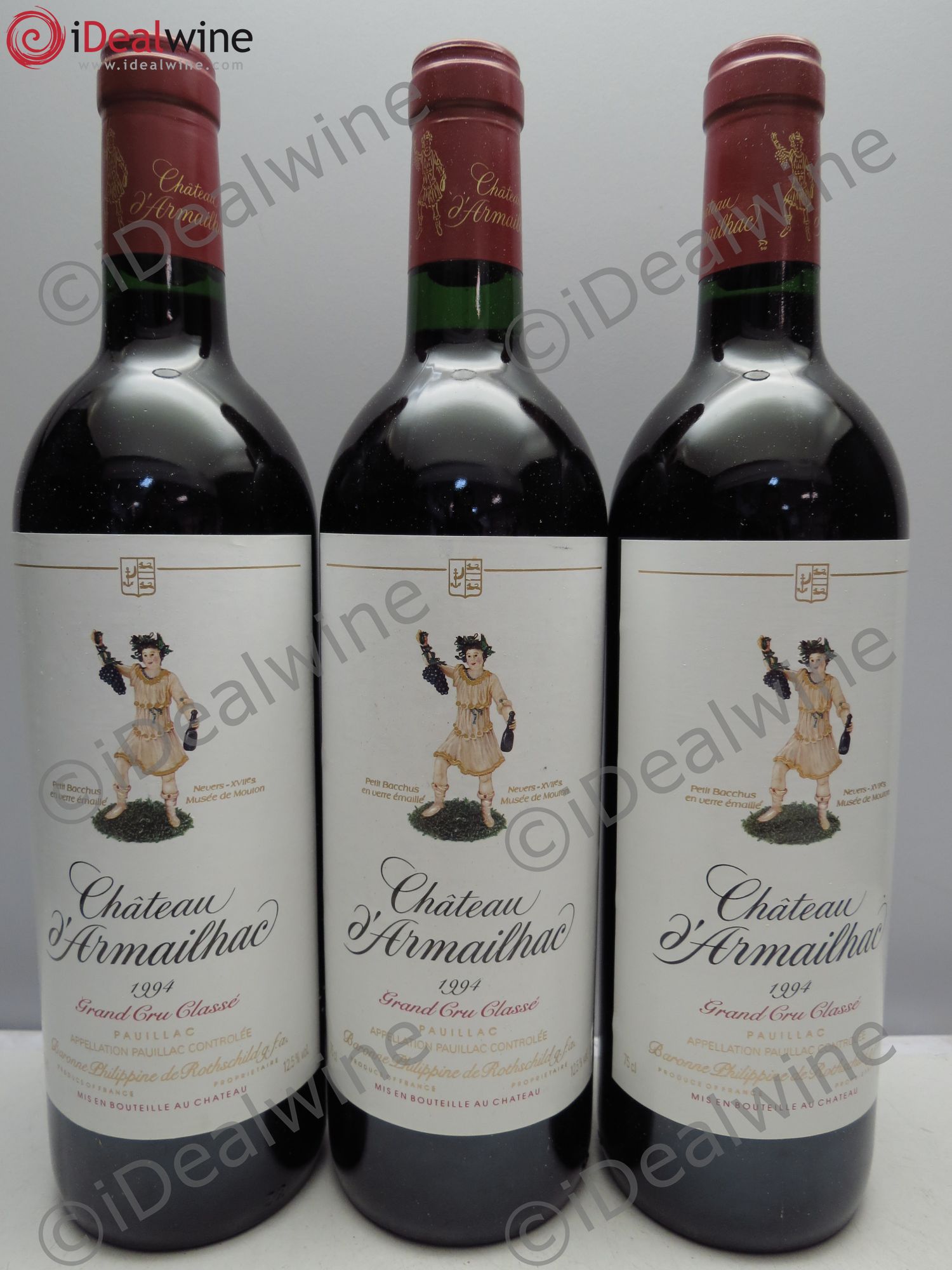 Château d' Armailhac - Mouton Baron(ne) Philippe 5ème Grand Cru Classé 1994 - Lot de 3 bouteilles - 0