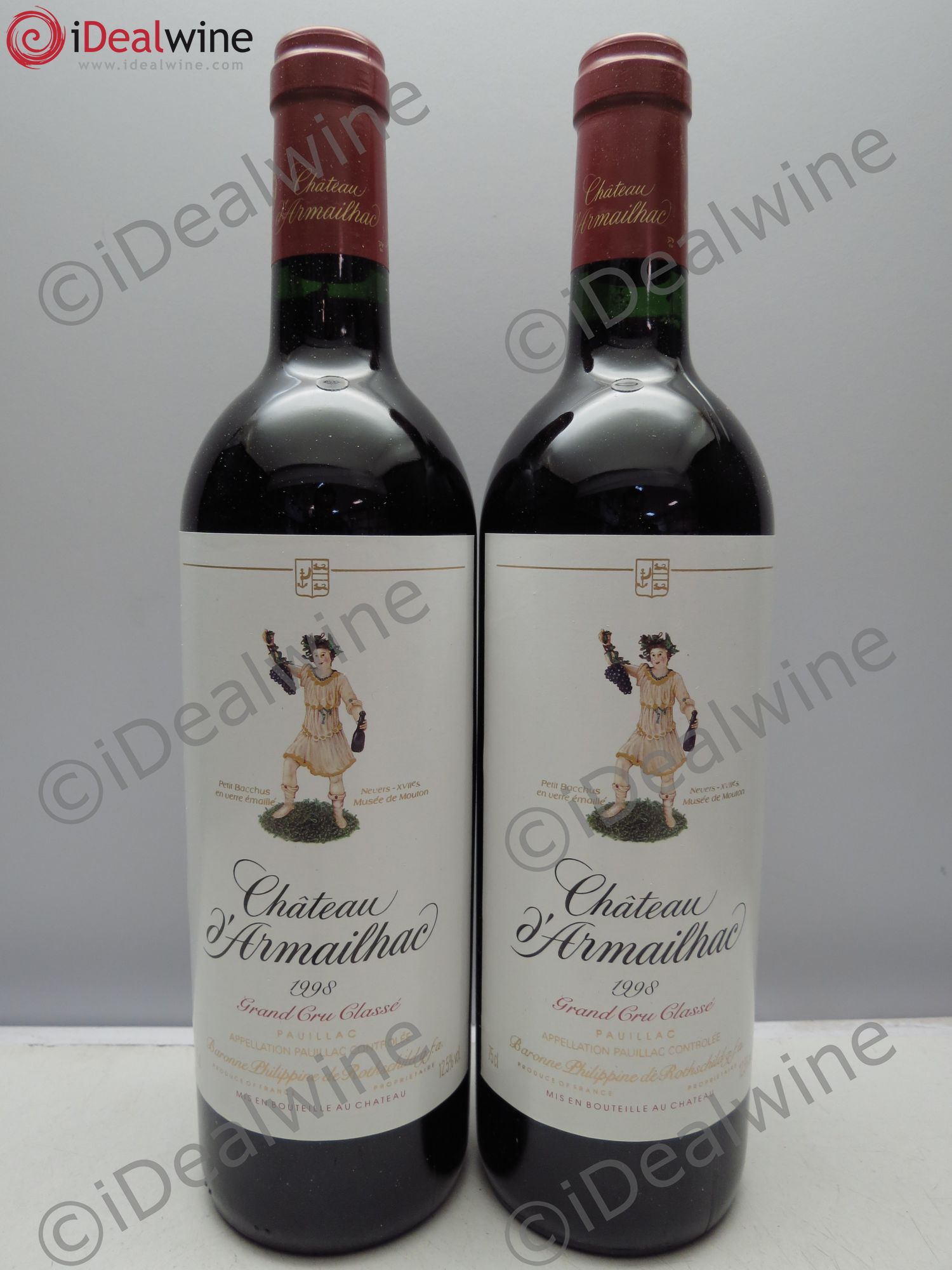 Château d' Armailhac - Mouton Baron(ne) Philippe 5ème Grand Cru Classé 1998 - Lot de 2 bouteilles - 0