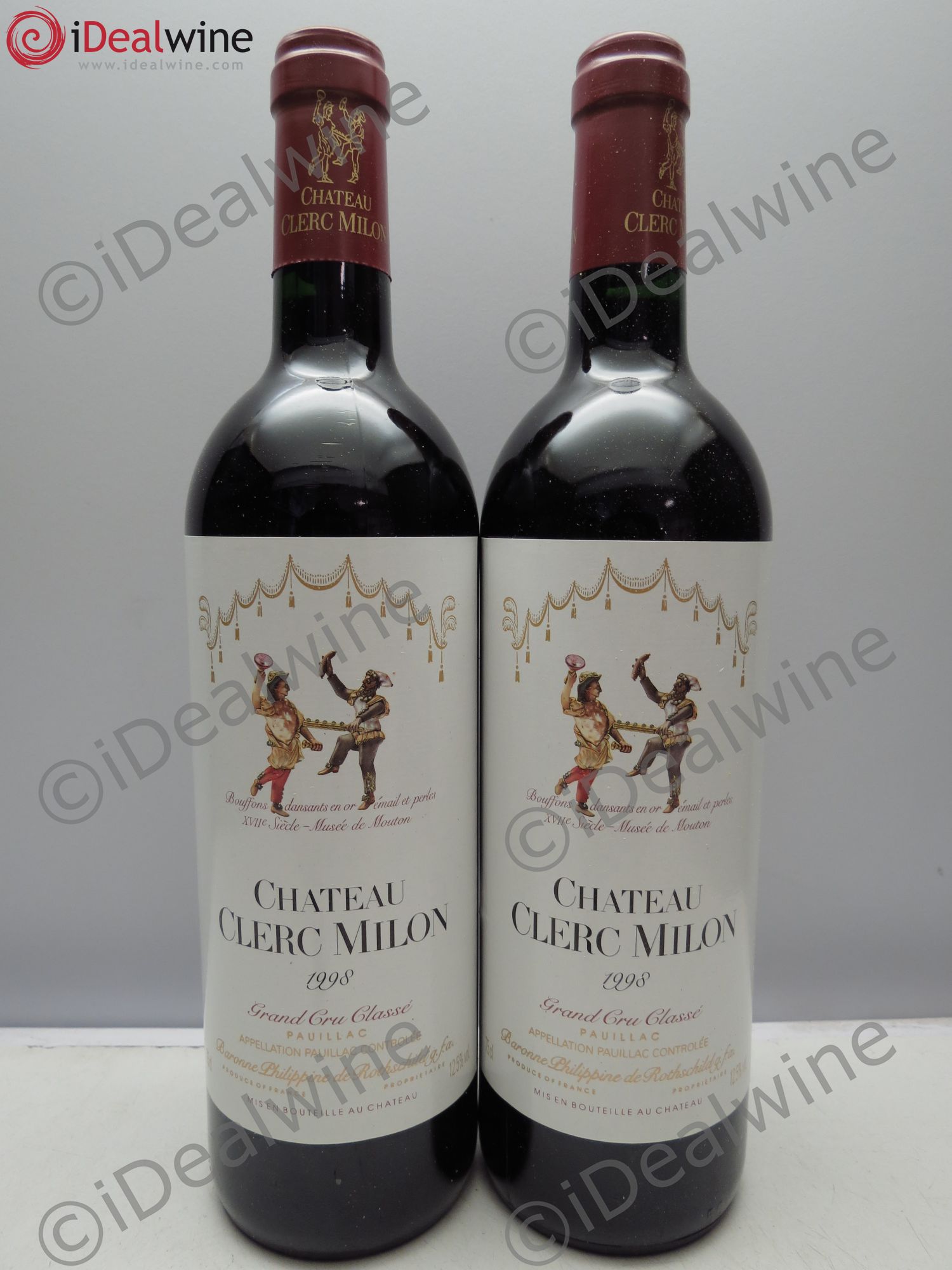 Château Clerc Milon 5ème Grand Cru Classé 1998 - Lot de 2 bouteilles - 0