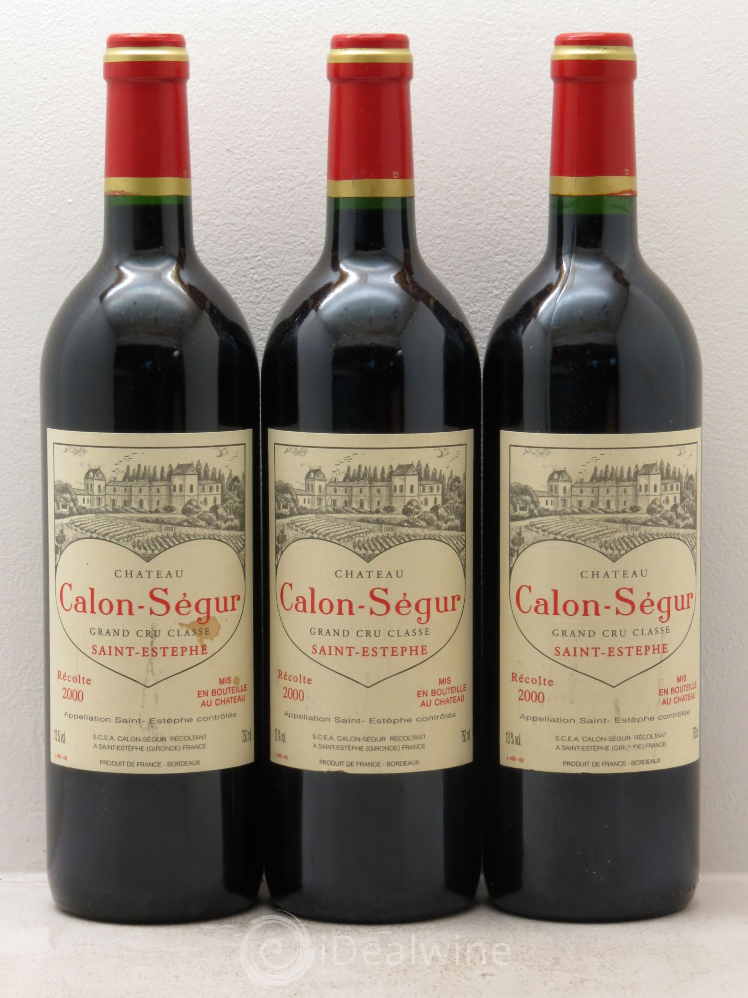 Château Calon Ségur 3ème Grand Cru Classé 2000 - Lot de 3 bouteilles - 0