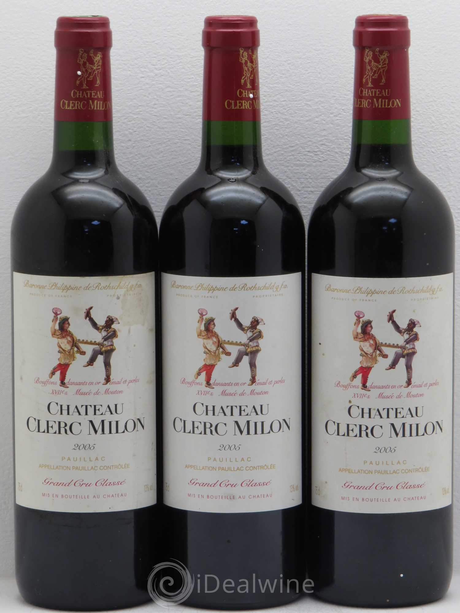 Château Clerc Milon 5ème Grand Cru Classé 2005 - Lot de 3 bouteilles - 0