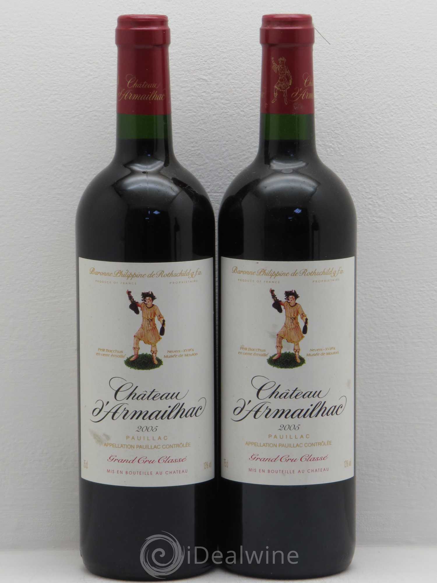Château d' Armailhac - Mouton Baron(ne) Philippe 5ème Grand Cru Classé 2005 - Lot de 2 bouteilles - 0