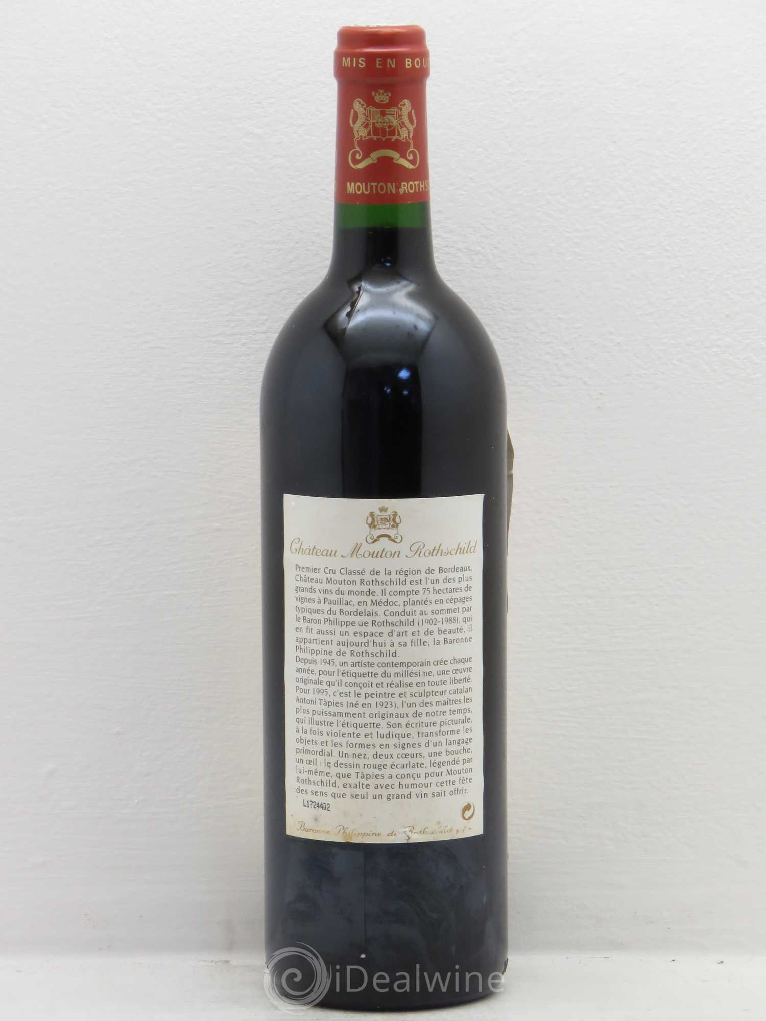 Château Mouton Rothschild 1er Grand Cru Classé 1995 - Lot de 1 bouteille - 1