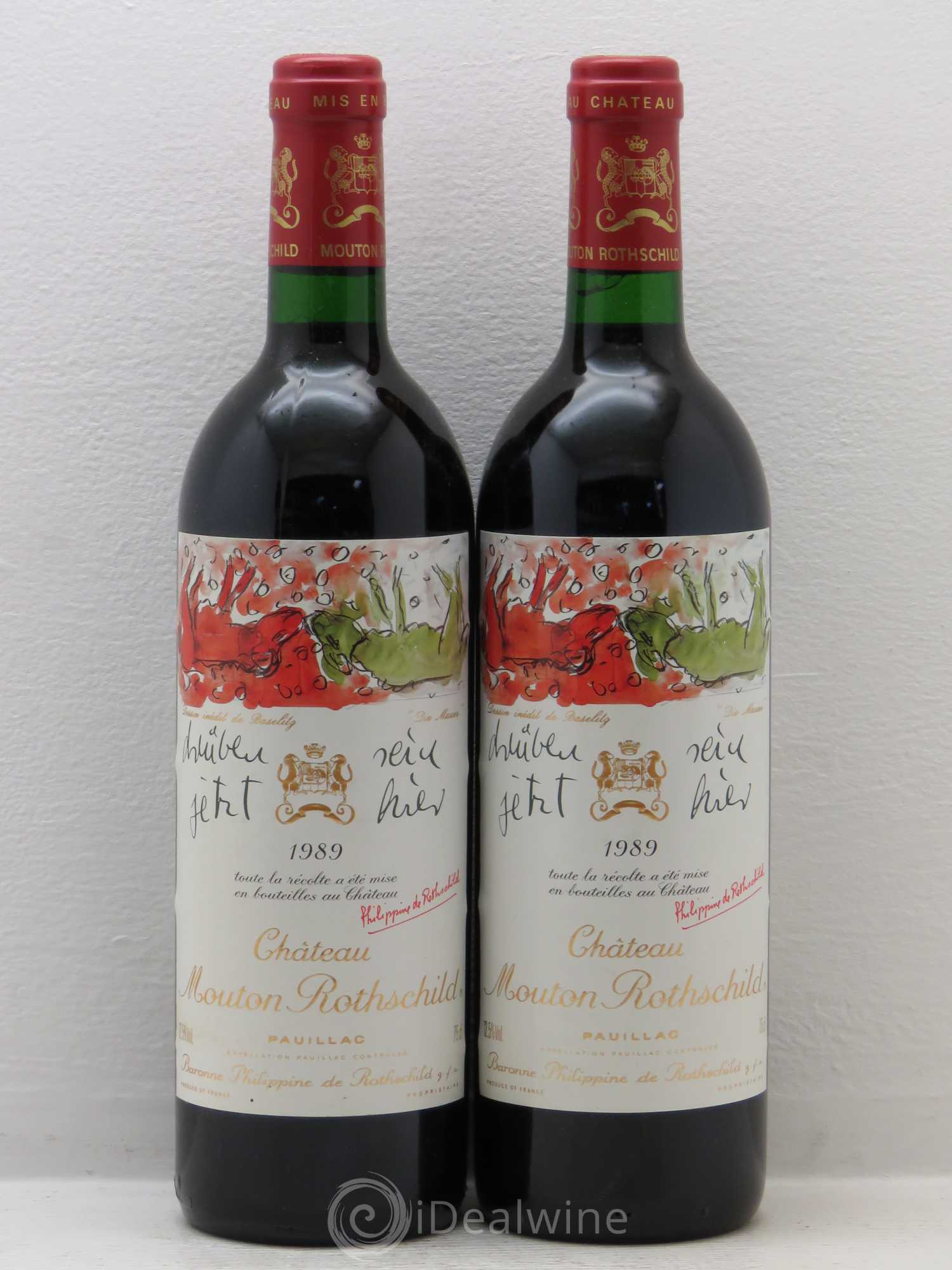 Château Mouton Rothschild 1er Grand Cru Classé 1989 - Lot de 2 bouteilles - 0
