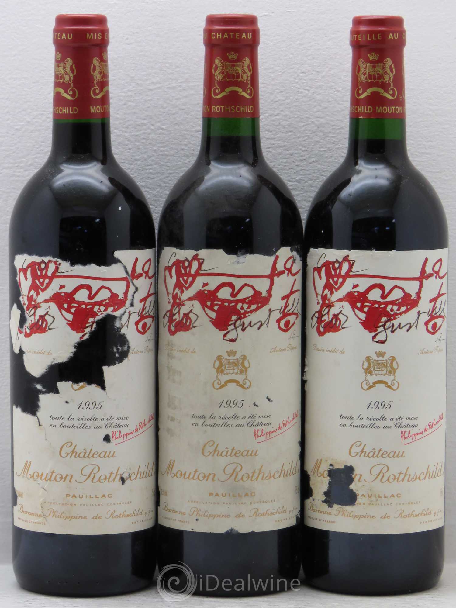 Château Mouton Rothschild 1er Grand Cru Classé 1995 - Lot de 3 bouteilles - 0