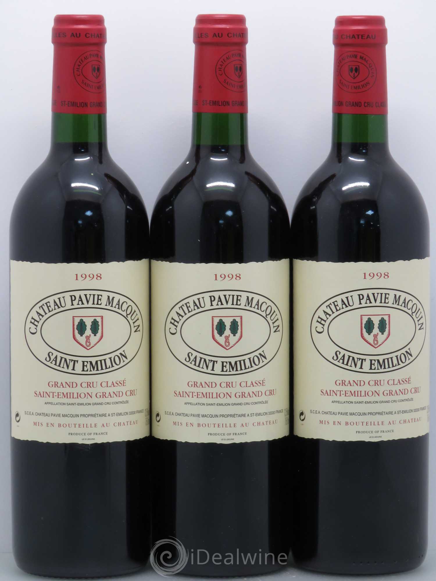 Château Pavie Macquin 1er Grand Cru Classé B 1998 - Lot de 3 bouteilles - 0