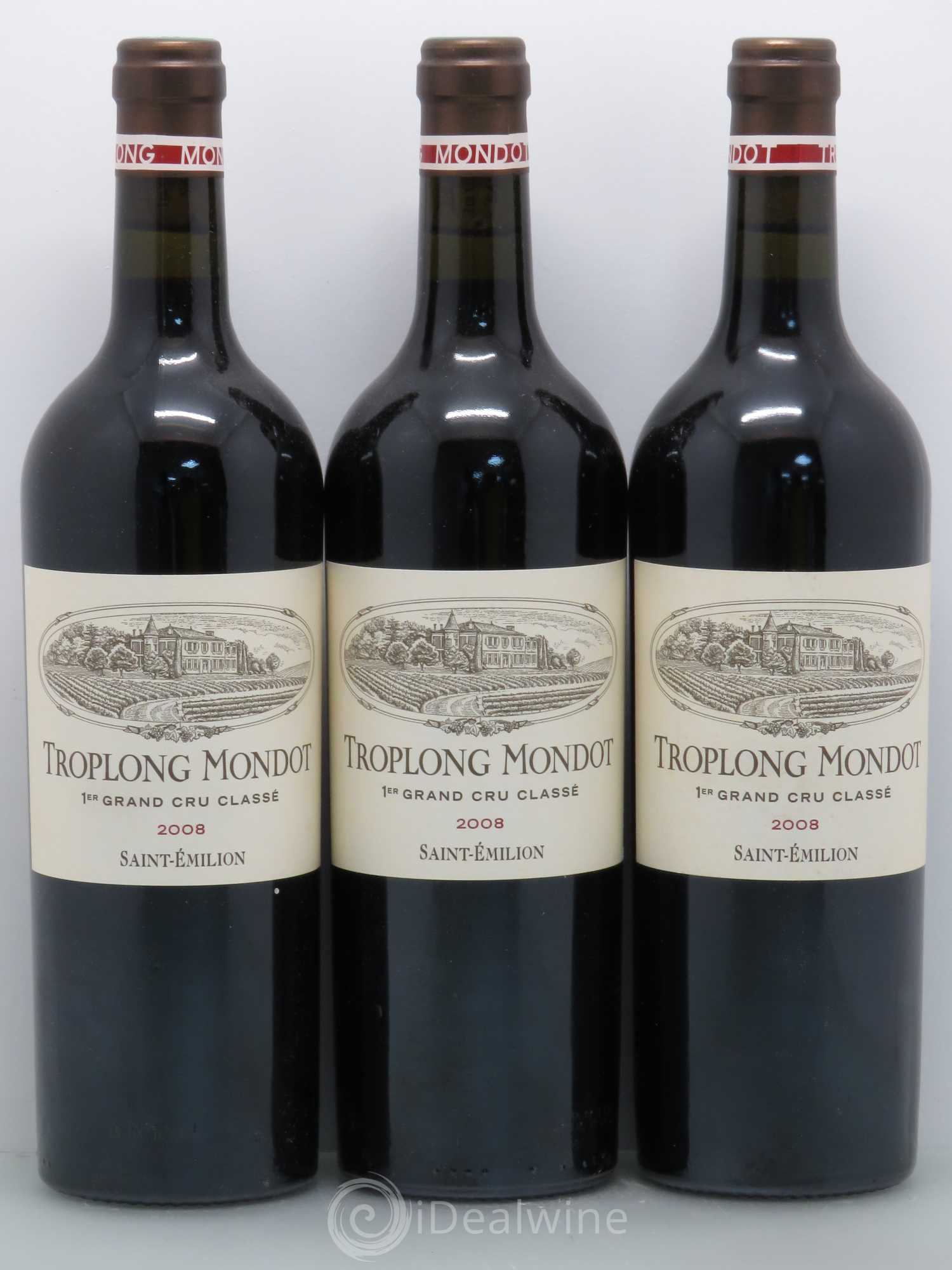 Château Troplong Mondot 1er Grand Cru Classé B 2008 - Lot de 3 bouteilles - 0