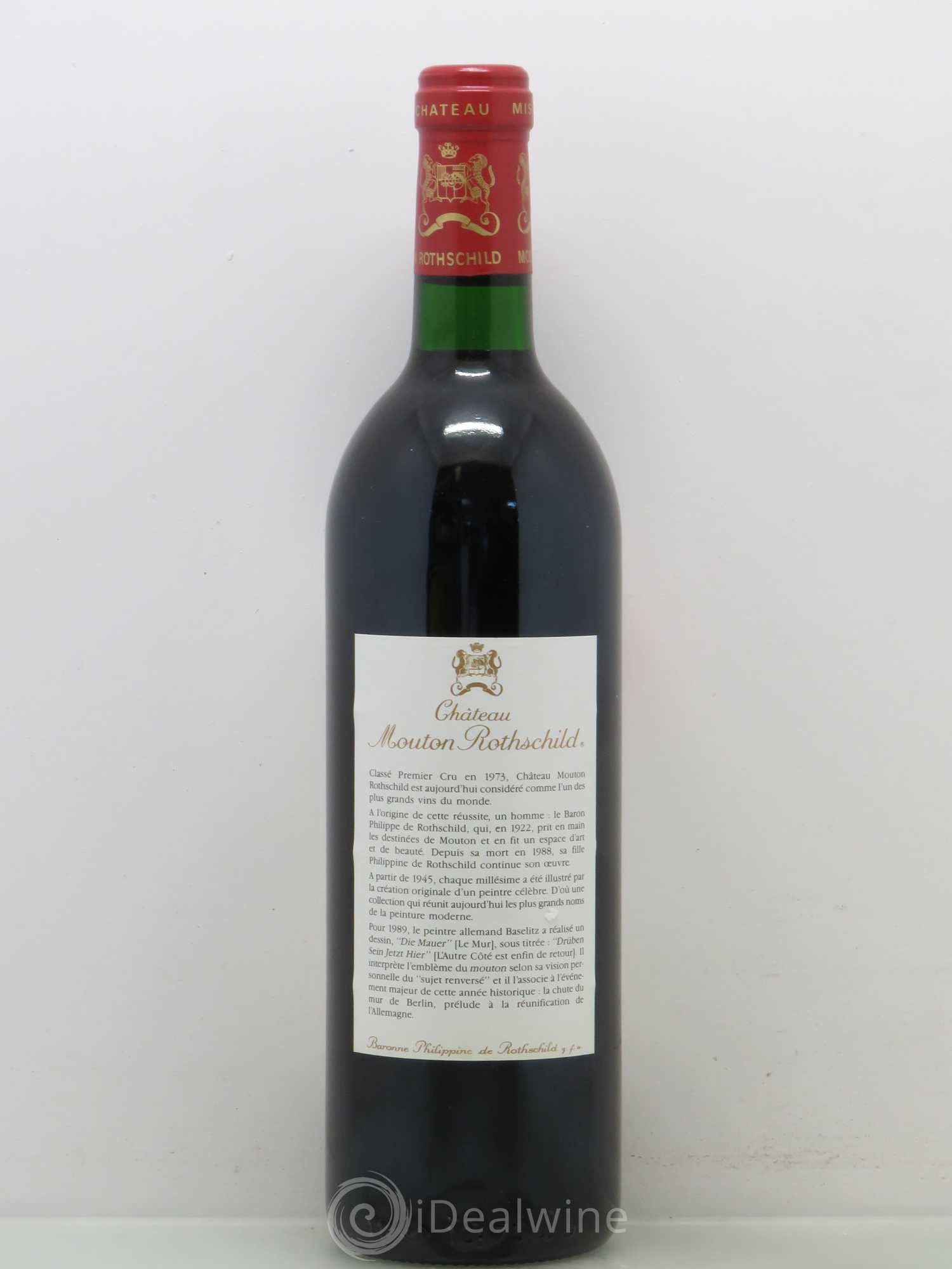 Château Mouton Rothschild 1er Grand Cru Classé 1989 - Lot de 1 bouteille - 1