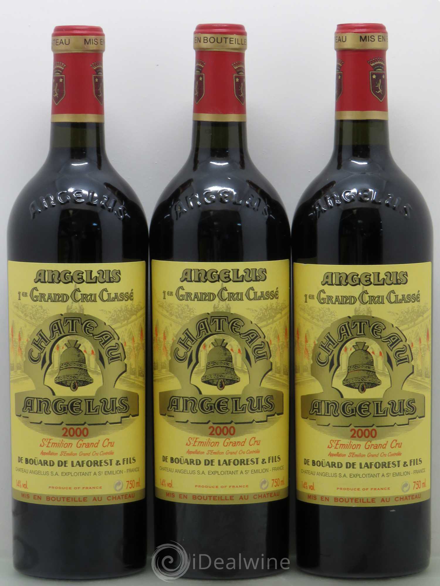 Château Angélus 1er Grand Cru Classé A 2000 - Lot de 3 bouteilles - 0