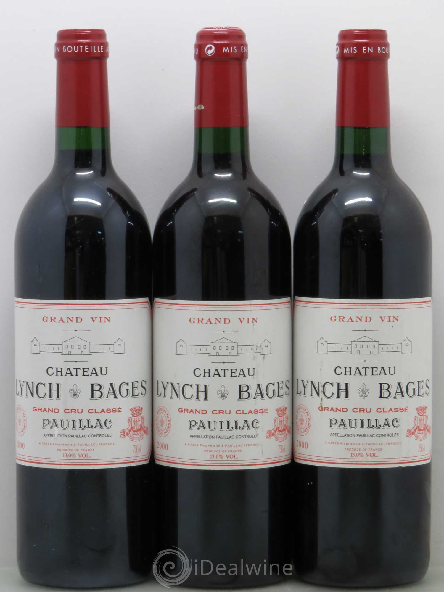 Château Lynch Bages 5ème Grand Cru Classé 2000 - Lot de 3 bouteilles - 0