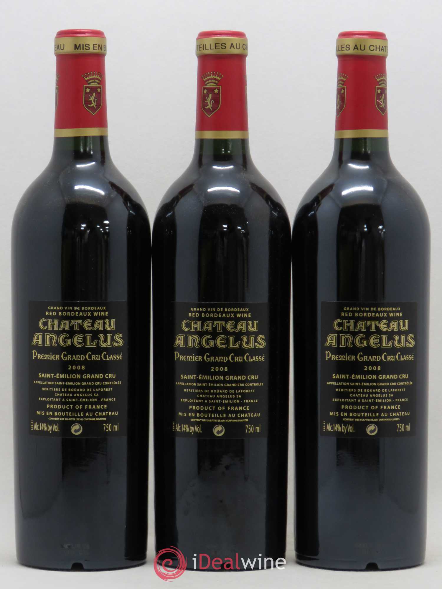 Château Angélus 1er Grand Cru Classé A 2008 - Lot de 3 bouteilles - 1