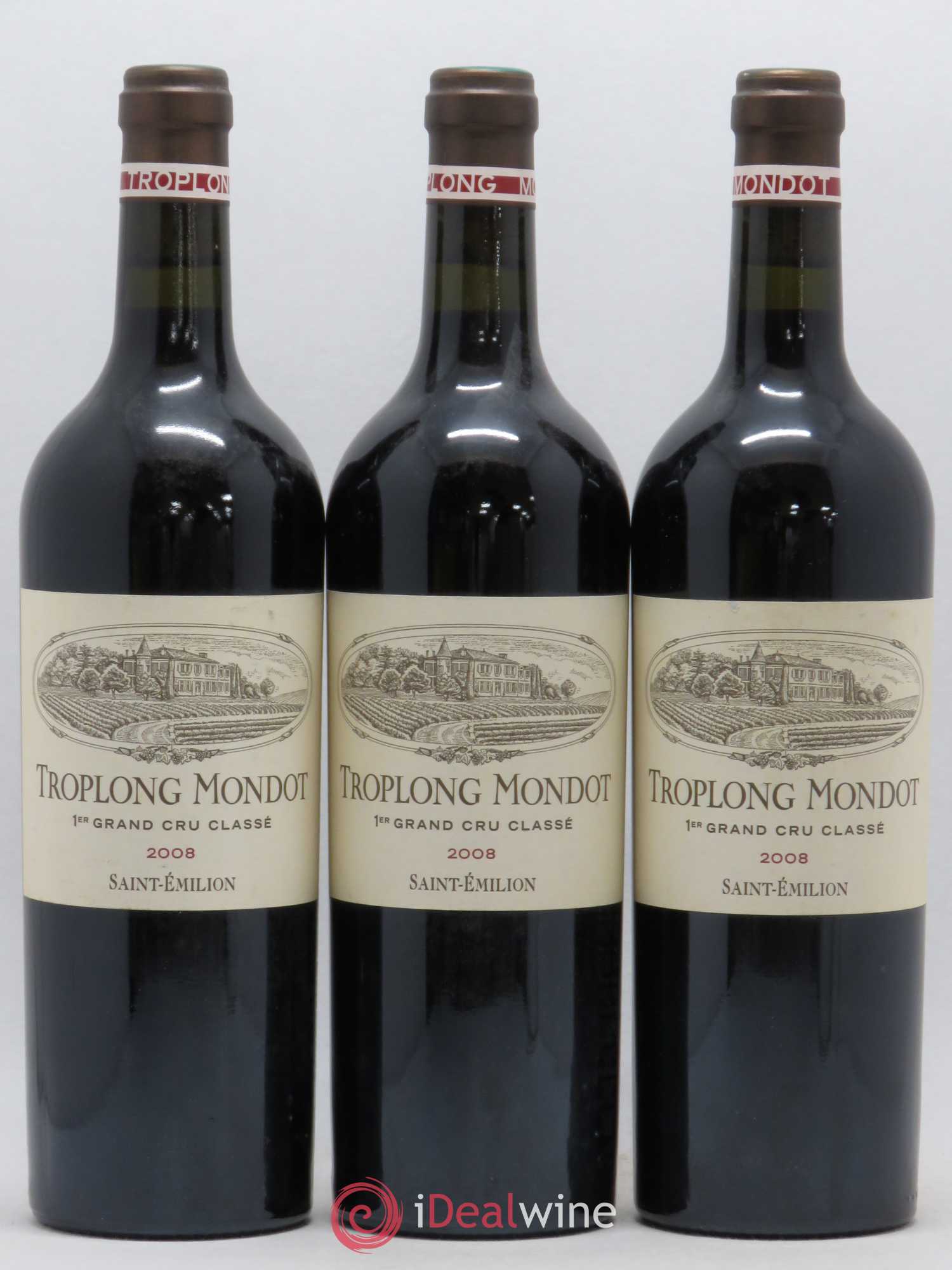 Château Troplong Mondot 1er Grand Cru Classé B 2008 - Lot de 3 bouteilles - 0