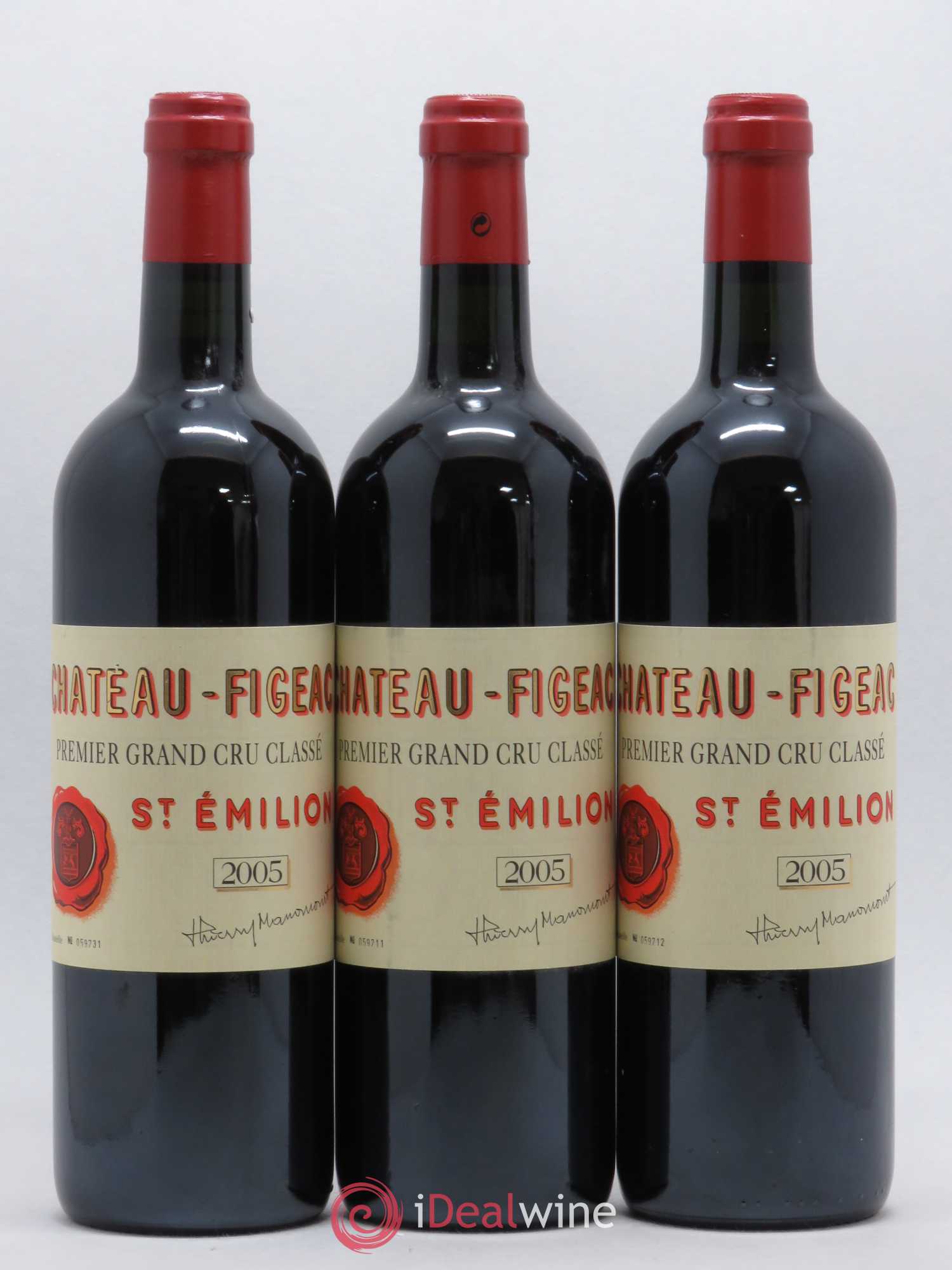 Château Figeac 1er Grand Cru Classé A 2005 - Lot de 3 bouteilles - 0