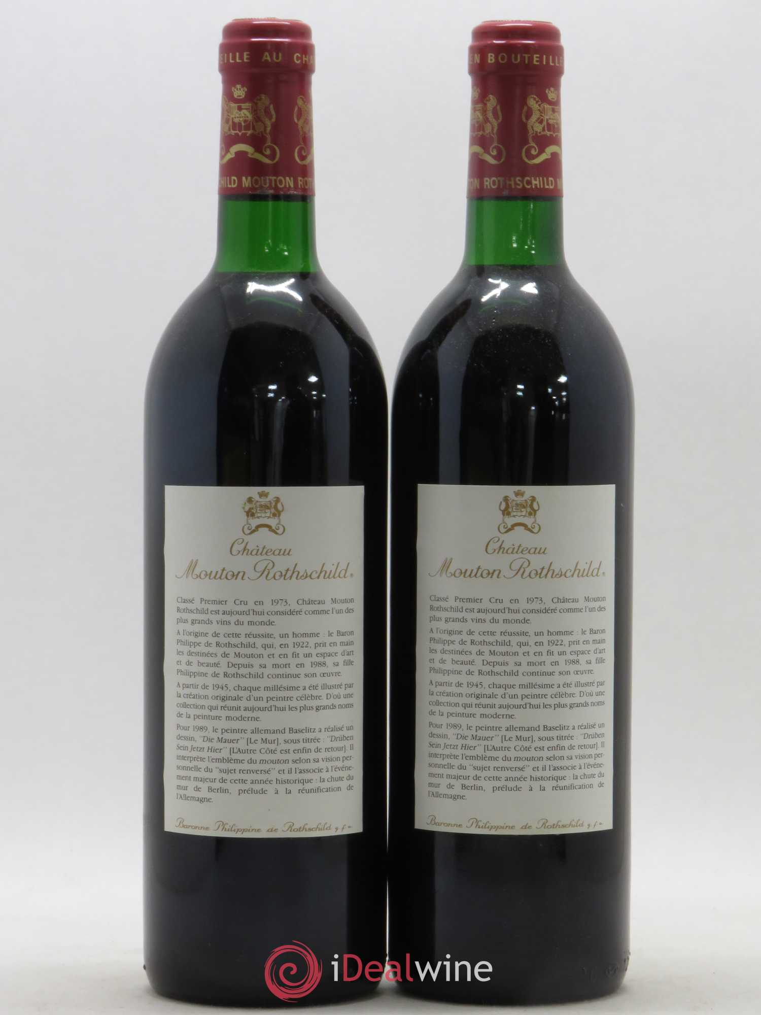 Château Mouton Rothschild 1er Grand Cru Classé 1989 - Lot de 2 bouteilles - 1