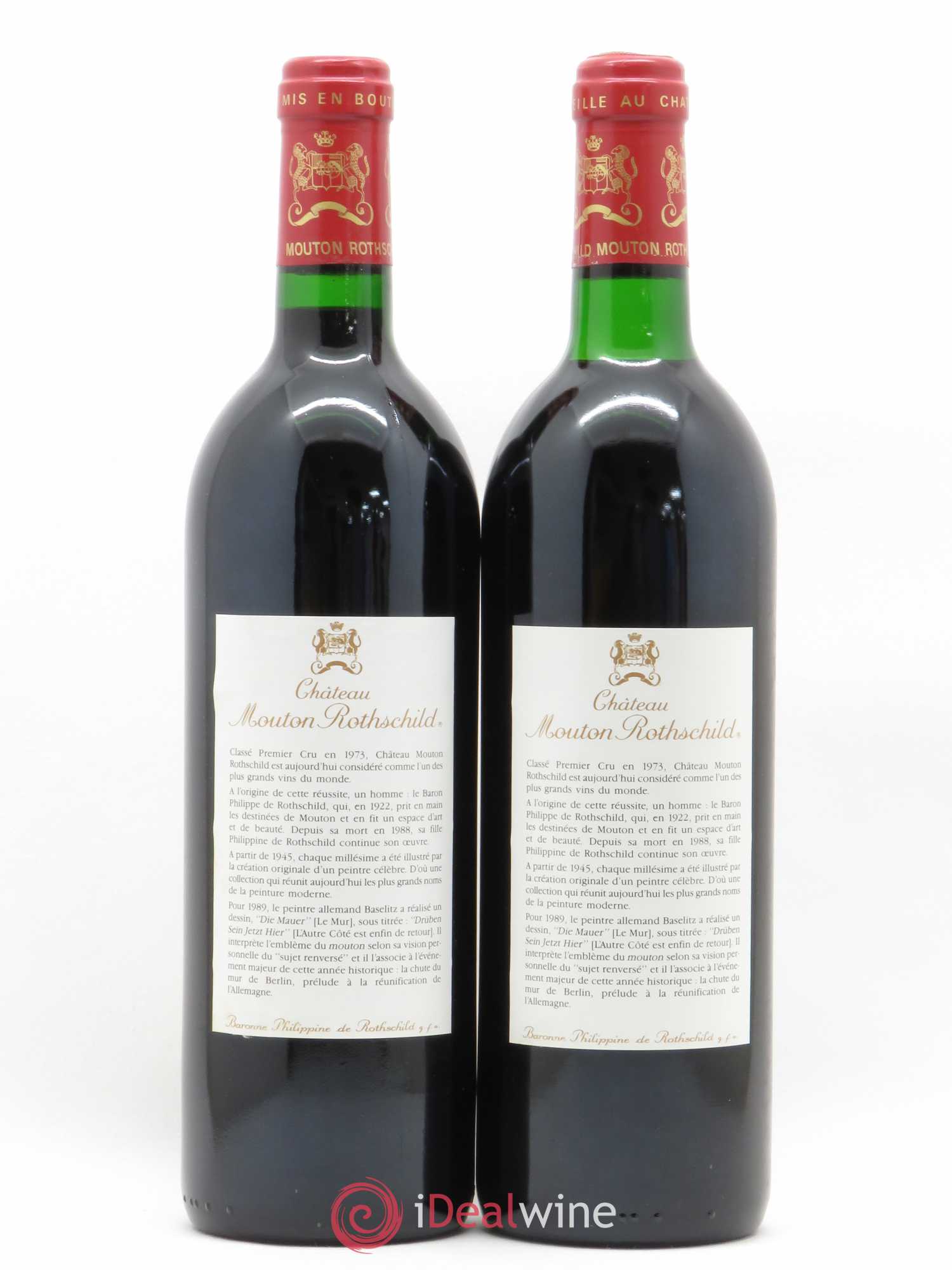 Château Mouton Rothschild 1er Grand Cru Classé 1989 - Lot de 2 bouteilles - 1