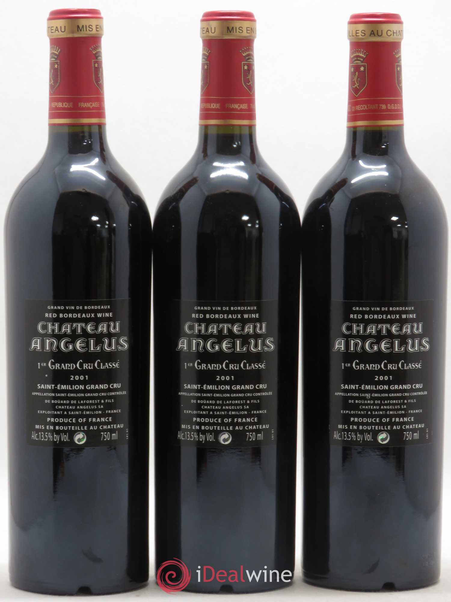 Château Angélus 1er Grand Cru Classé A 2001 - Lot de 3 bouteilles - 1
