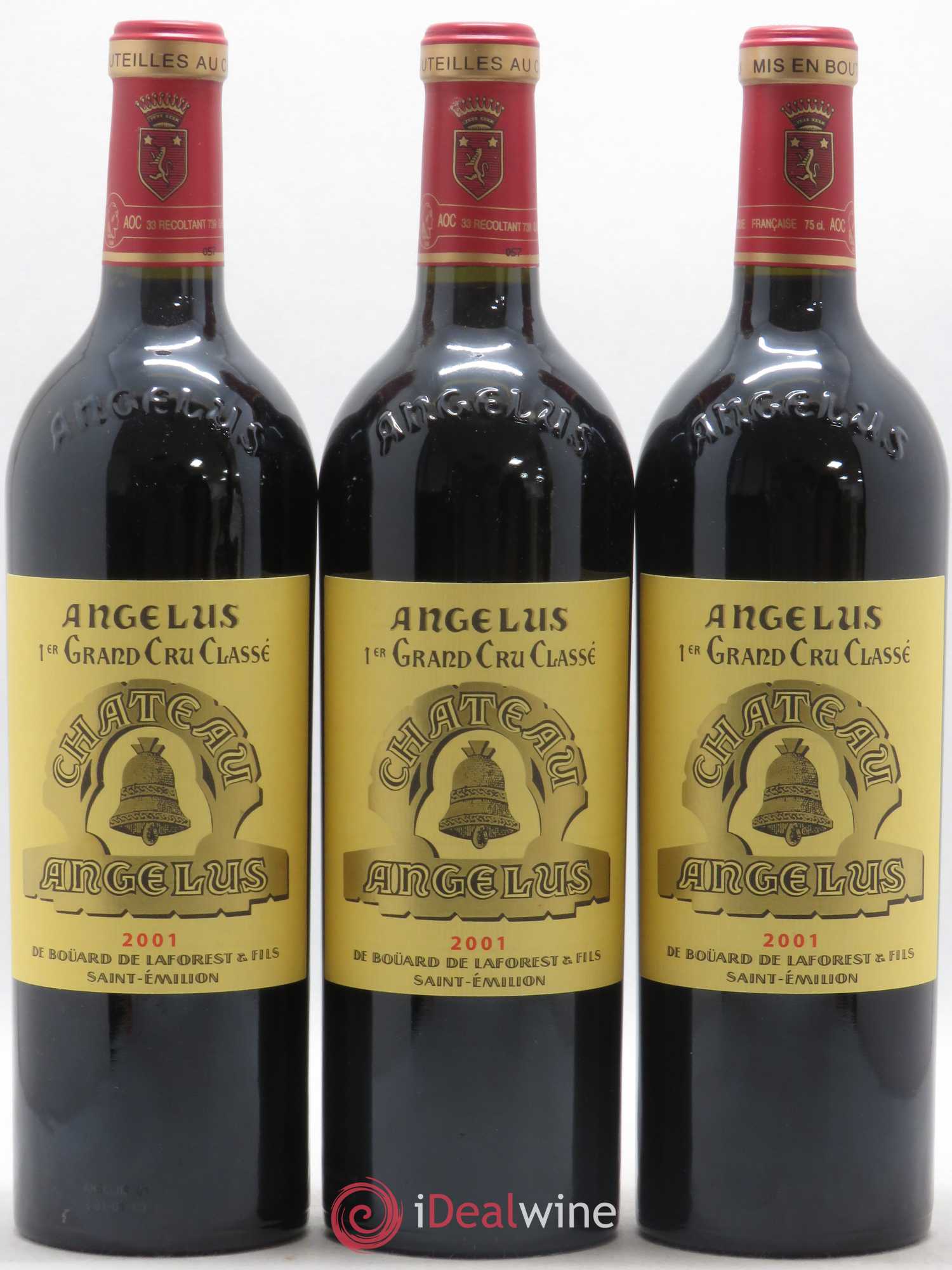Château Angélus 1er Grand Cru Classé A 2001 - Lot de 3 bouteilles - 0