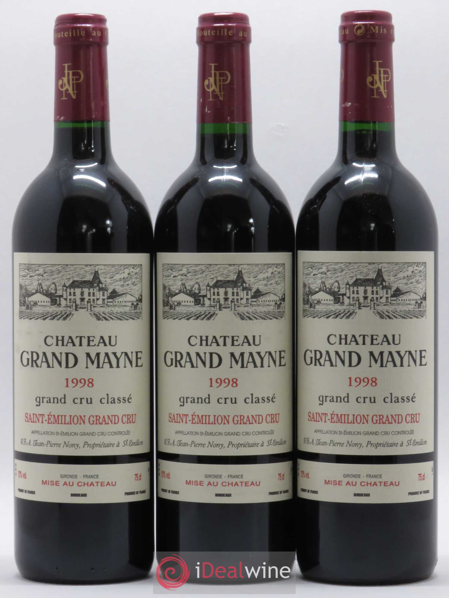 Château Grand Mayne Grand Cru Classé 1998 - Lot de 3 bouteilles - 0