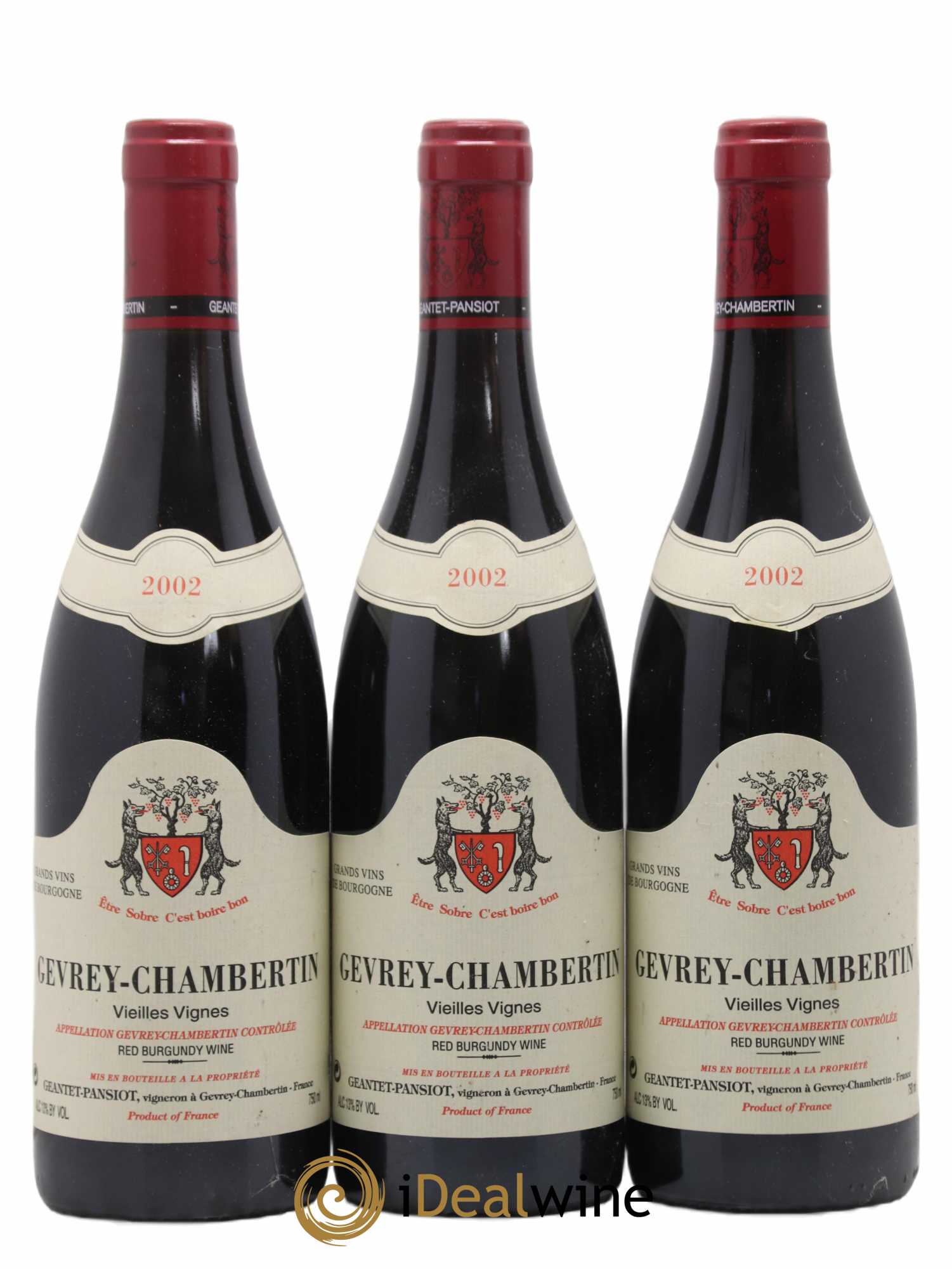 Gevrey-Chambertin Vieilles vignes Geantet-Pansiot 2002 - Lot de 3 bouteilles - 0