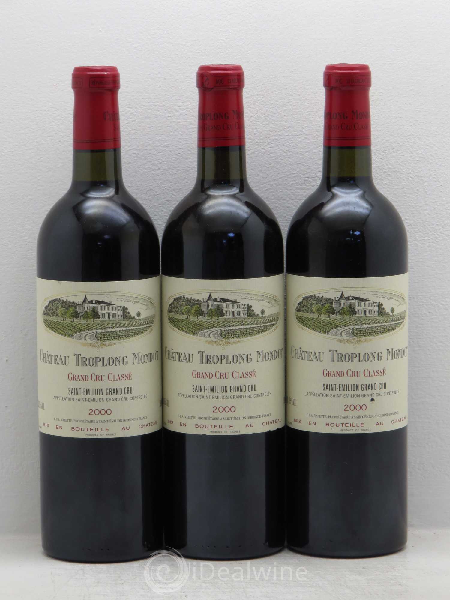 Château Troplong Mondot 1er Grand Cru Classé B 2000 - Lot de 3 bouteilles - 0