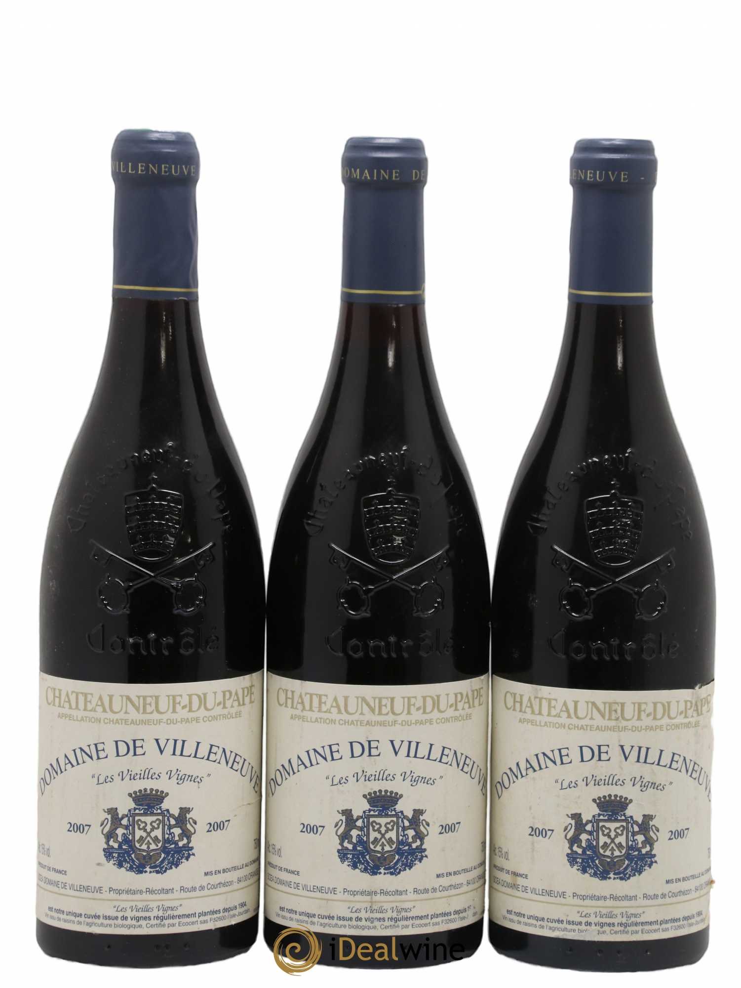 Châteauneuf-du-Pape Vieilles Vignes Domaine de Villeneuve 2007 - Lot de 3 bouteilles - 0