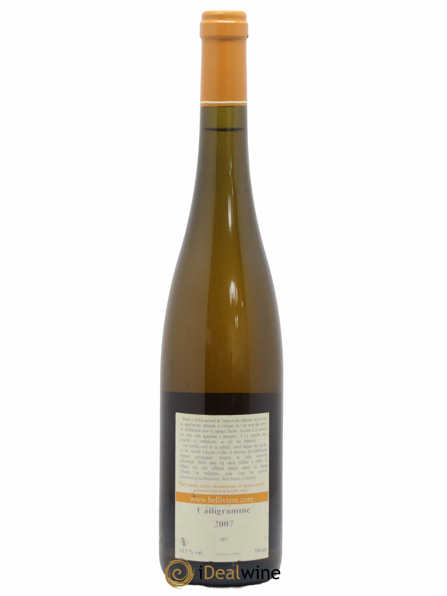 Jasnières Calligramme Domaine de Bellivière 2007 - Lot de 1 bouteille - 1