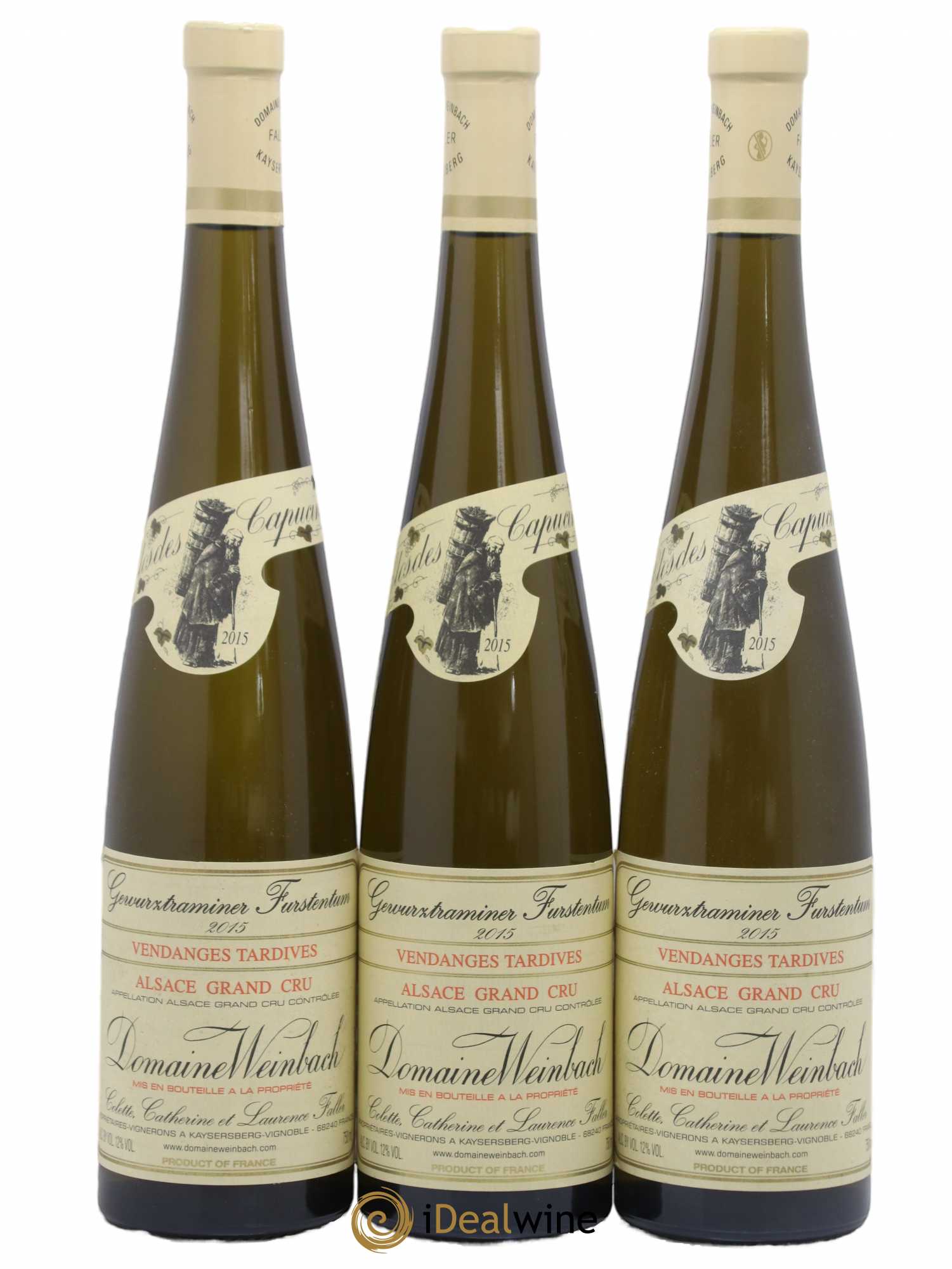 Alsace Gewurztraminer Grand Cru Furstentum Vendanges Tardives Weinbach (Domaine) 2015 - Lotto di 3 bottiglie - 0
