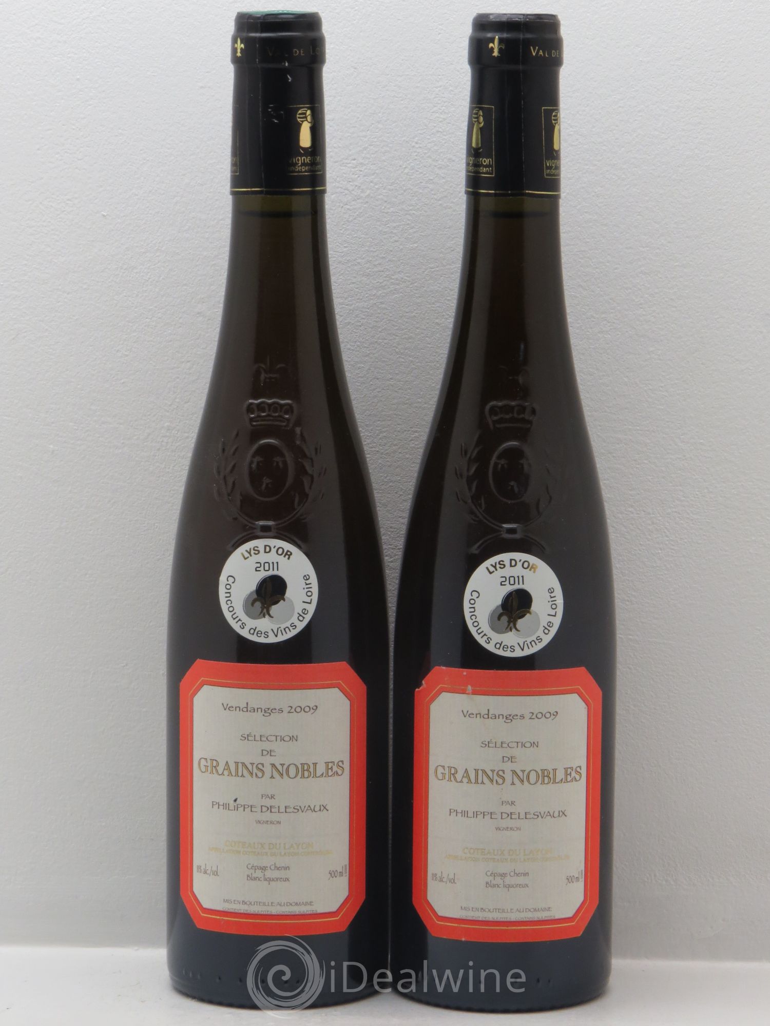 Coteaux du Layon Sélection de Grains Nobles Philippe Delesvaux (50cl) 2009 - Lotto di 2 bottiglie - 0
