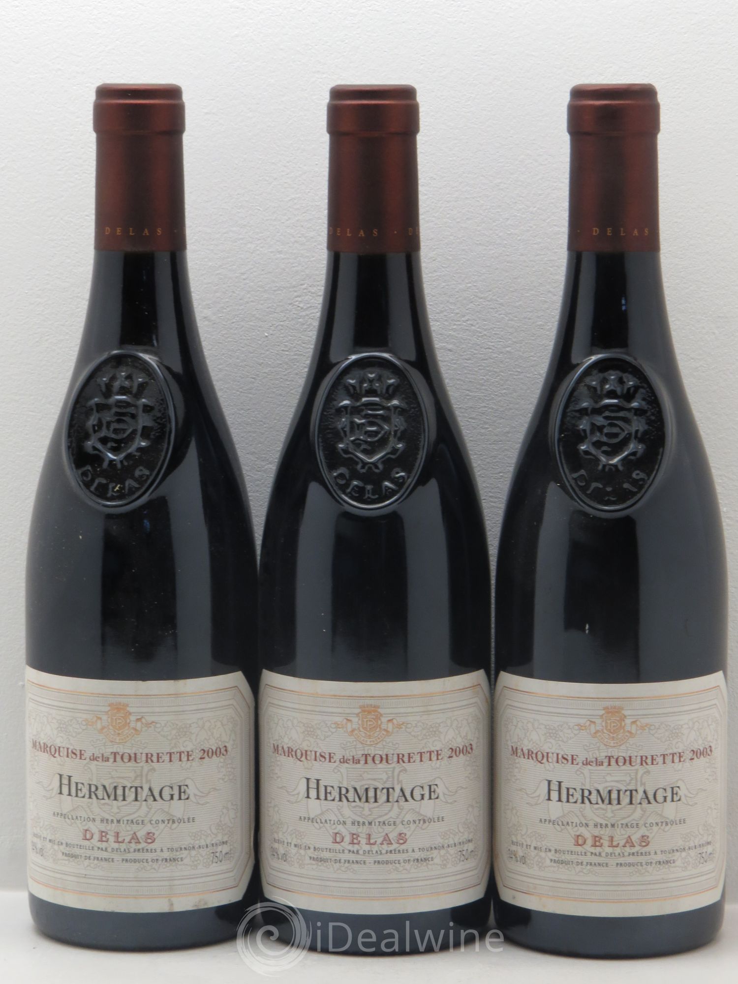 Hermitage Marquise de la Tourette Delas Frères 2003 - Lot de 3 bouteilles - 0