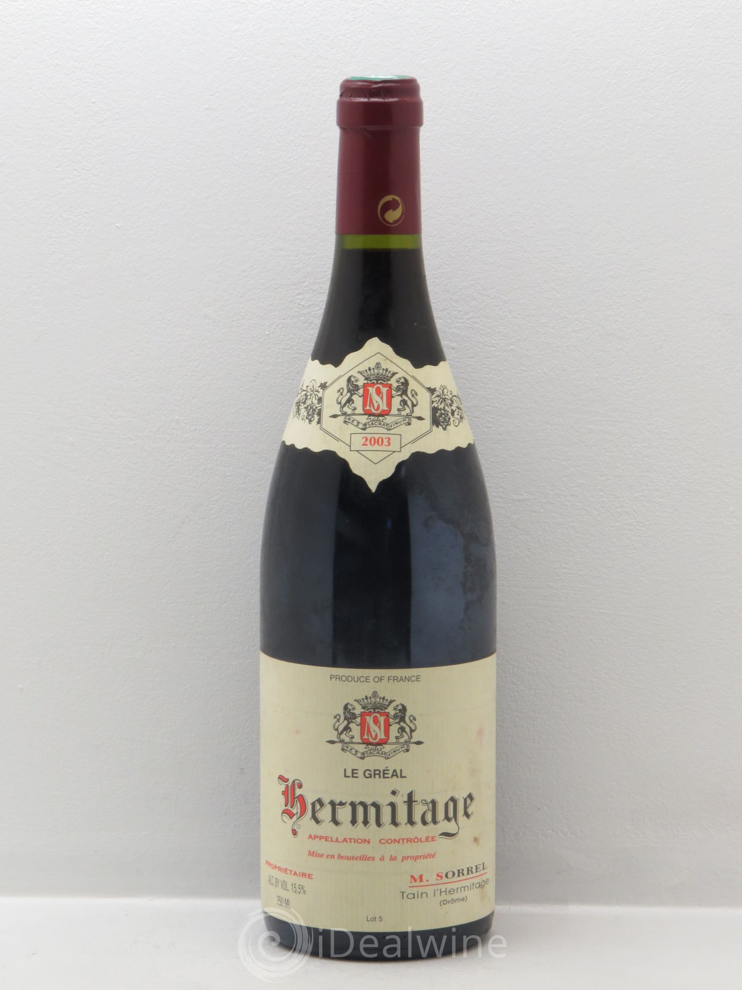 Hermitage Le Gréal Marc Sorrel 2003 - Lot de 1 bouteille - 0