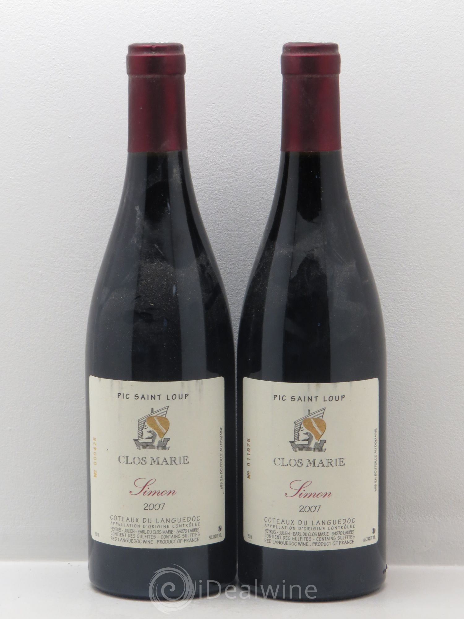 Pic Saint-Loup Clos Marie Cuvée Simon Christophe Peyrus et Françoise Julien 2007 - Lot de 2 bouteilles - 0